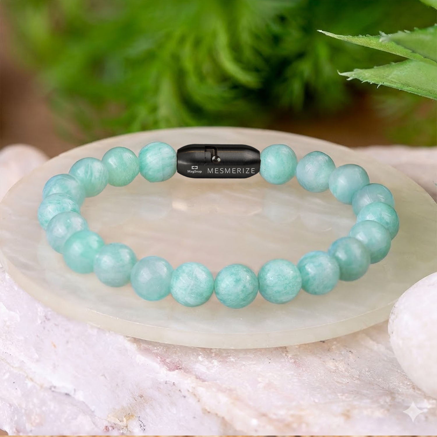 Serene Amazonite Natural Stone Bracelet with MagSnap