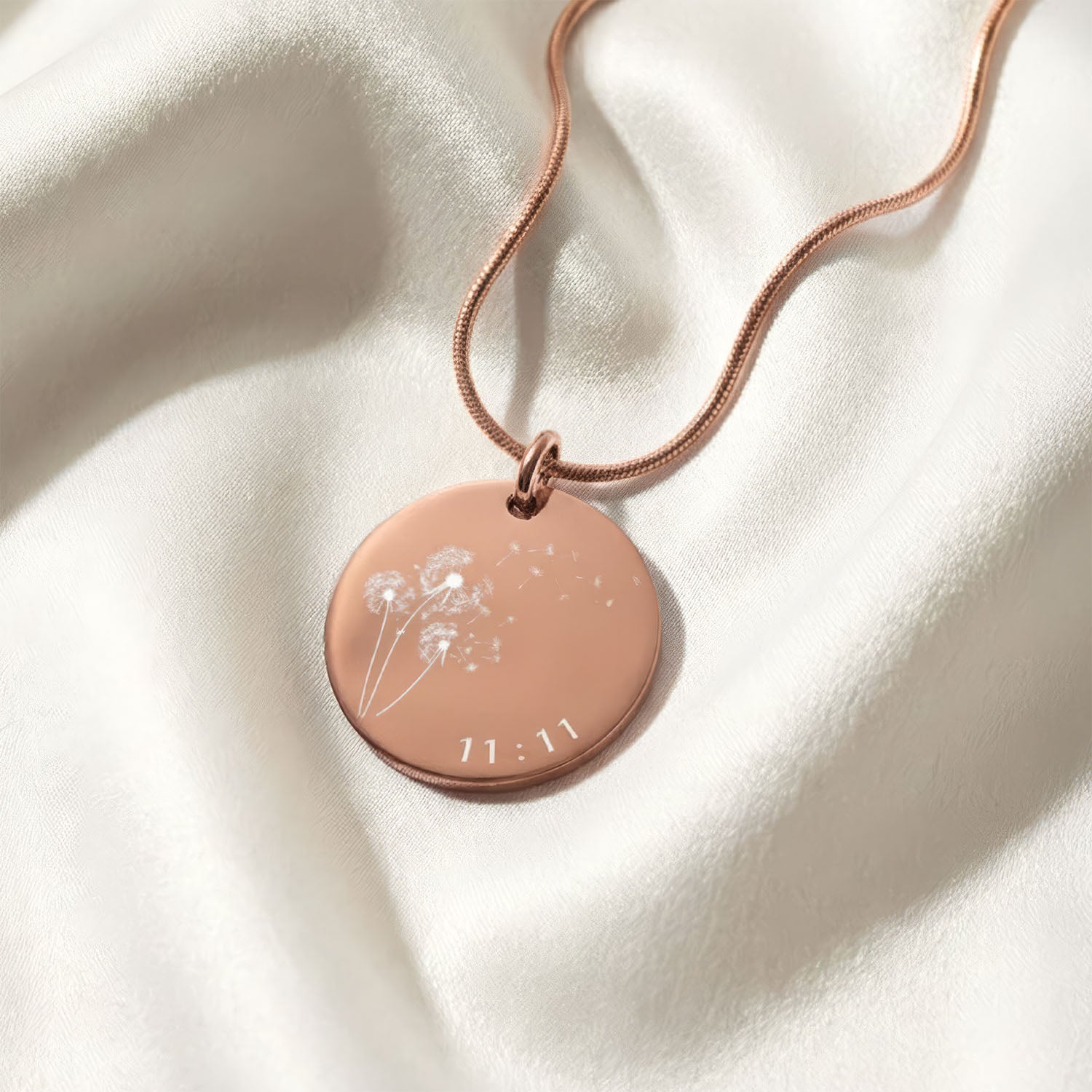 Dandelion Circle Necklace Rose Gold