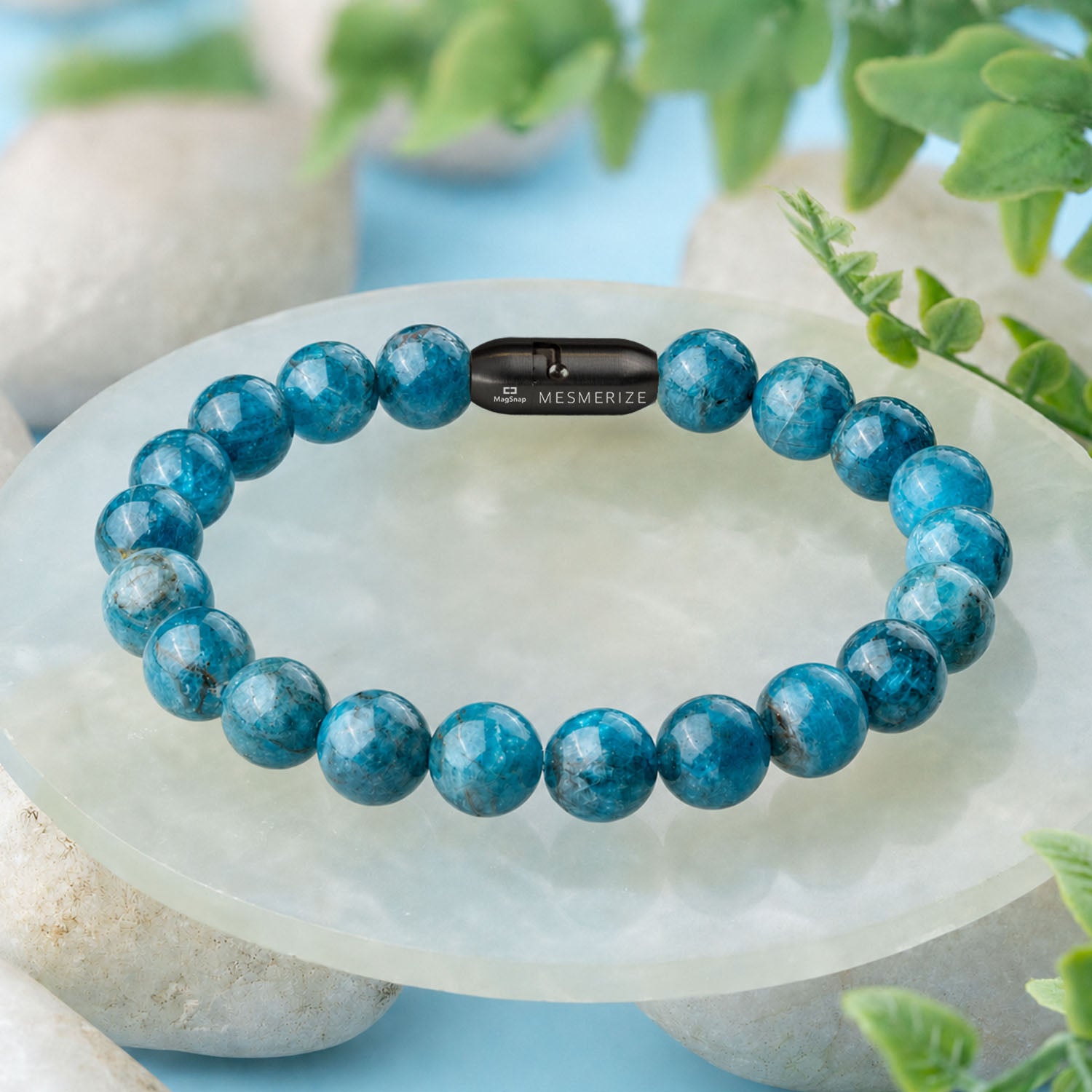 Motivating Blue Apatite Natural Stone Bracelet with MagSnap
