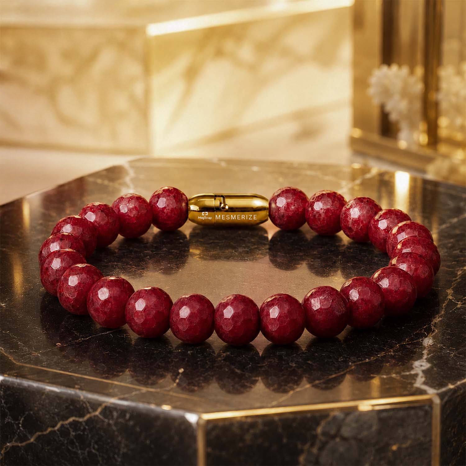 Fiery Essence Ruby(Manik) Natural Stone Bracelet with Magsnap2