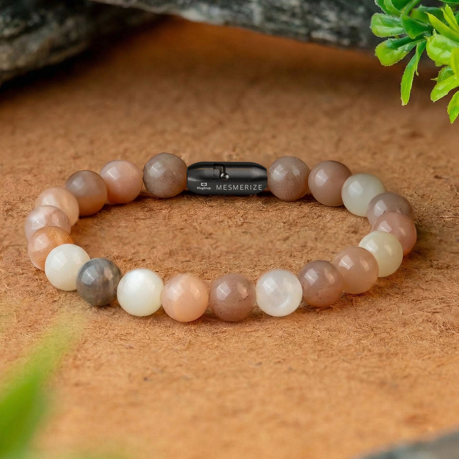 Calming Multi Moon Natural Stone Bracelet with MagSnap