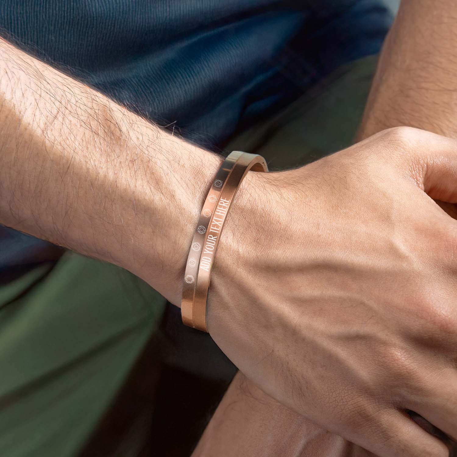 Personalised 7 Chakra Kada Bracelet Rose Gold