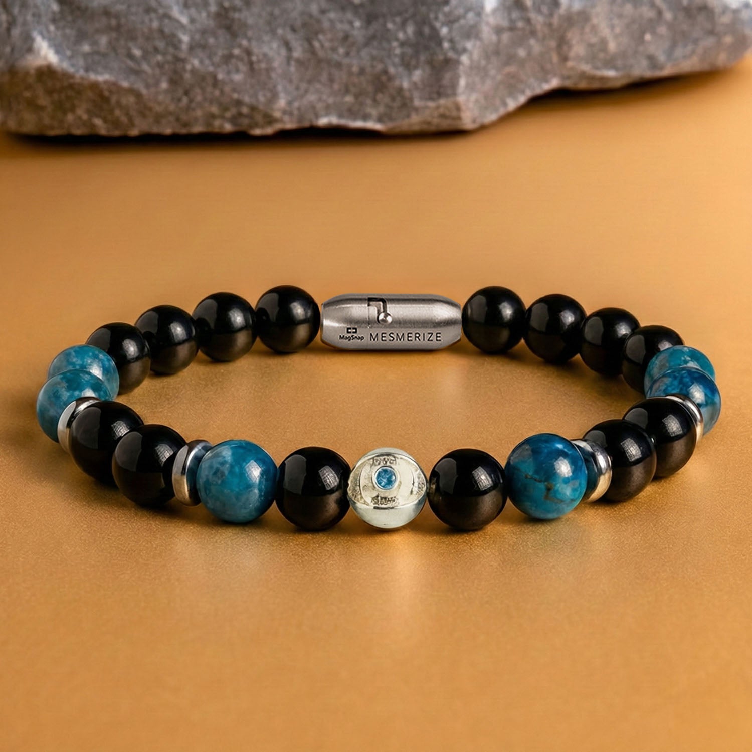925 Sterling Silver Aegis Evil Eye Natural Stone Bracelet with Magsnap2
