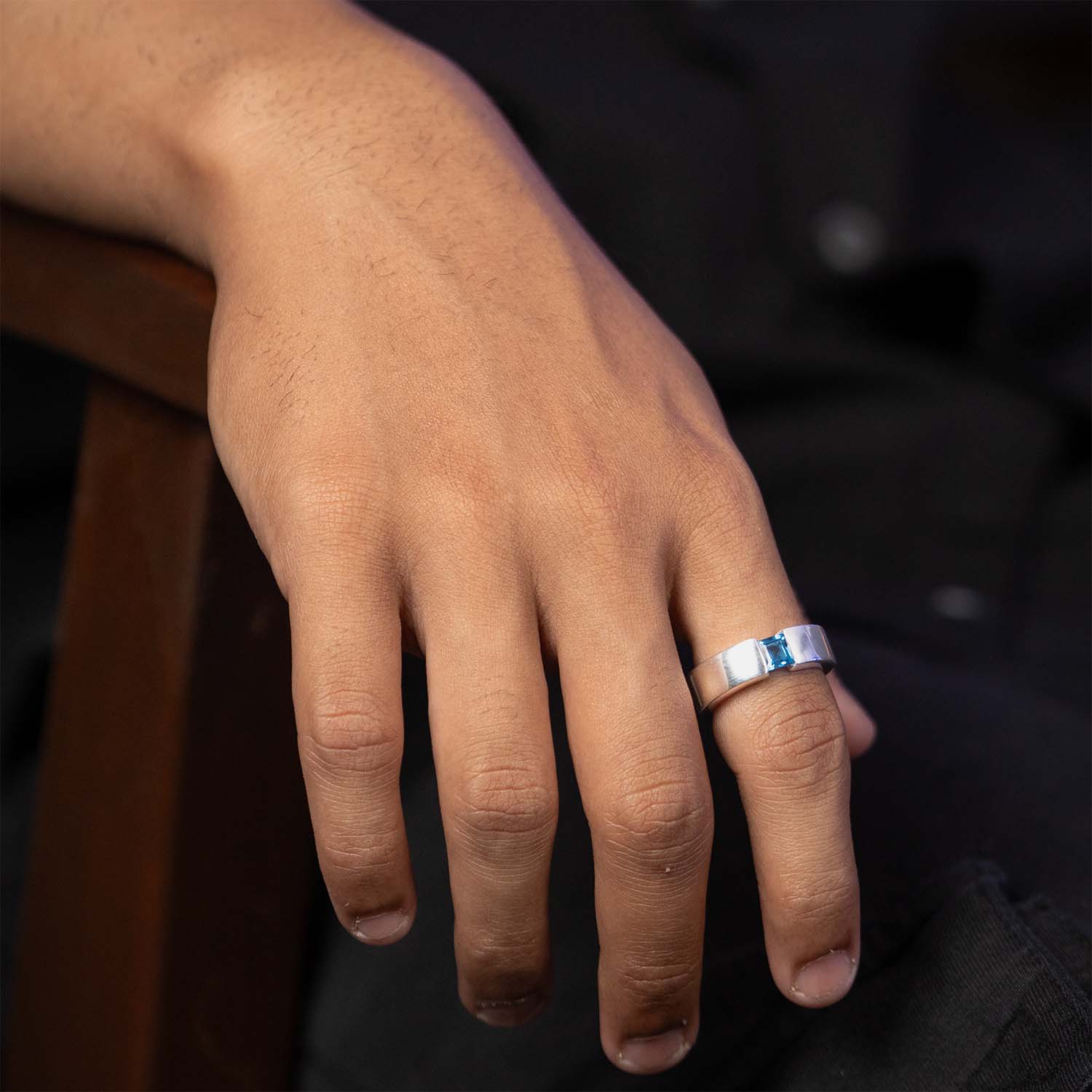 925 Sterling Silver Ring With Natural Blue Topaz Gem Stone