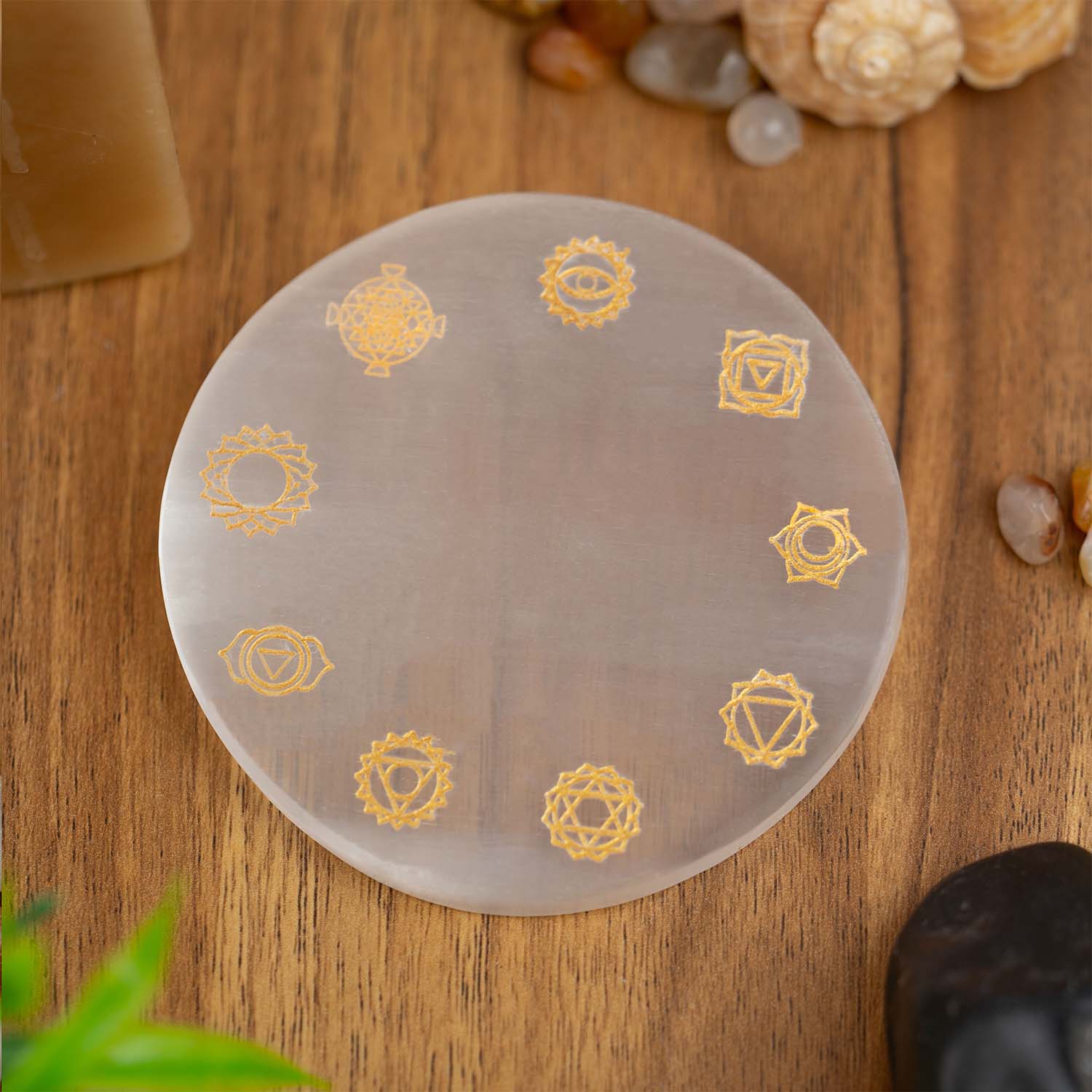 9 Chakra Selenite Charging Plate With Bracelet