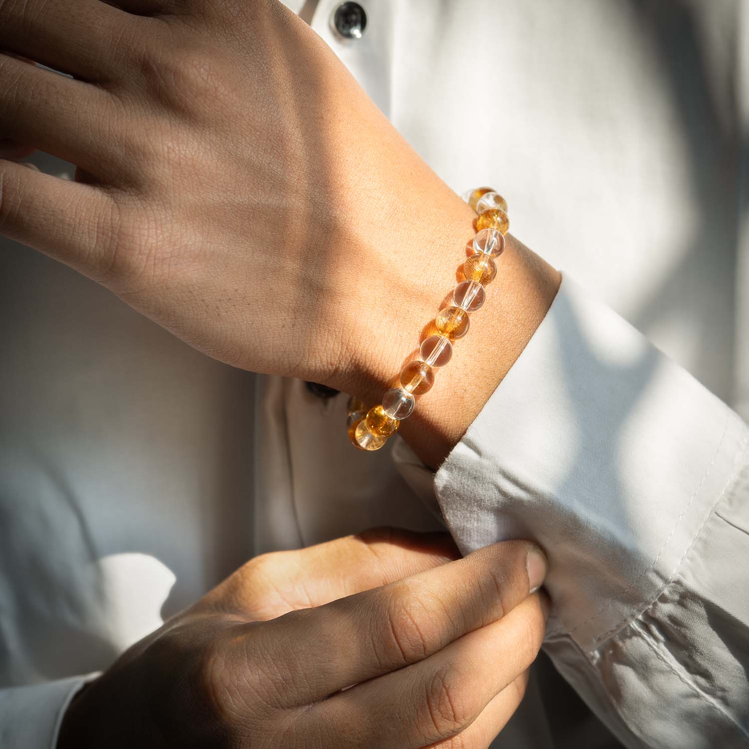 Natural Stone Jewellery Bracelet Citrine Elastic
