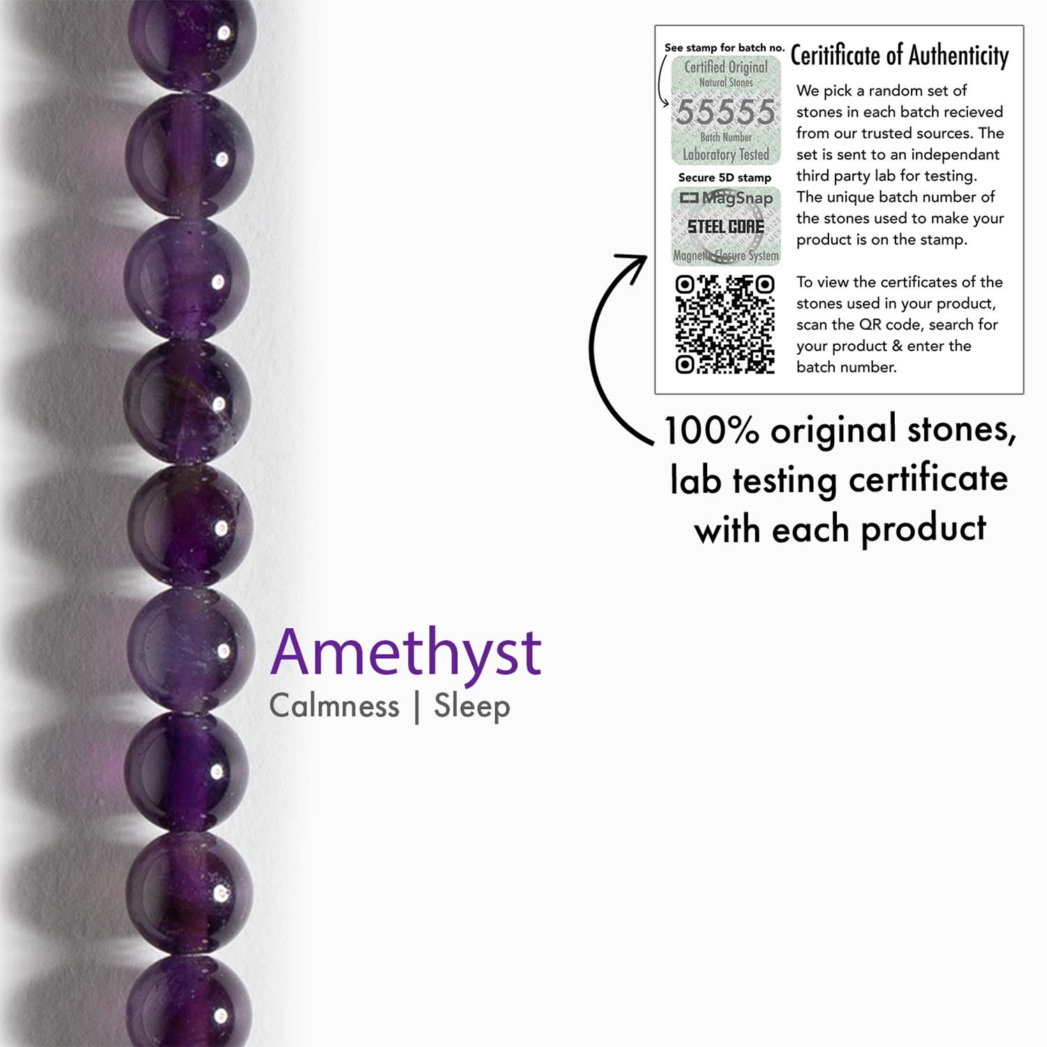 Amethyst Natural Stone Couple Bracelet with Magsnap 2