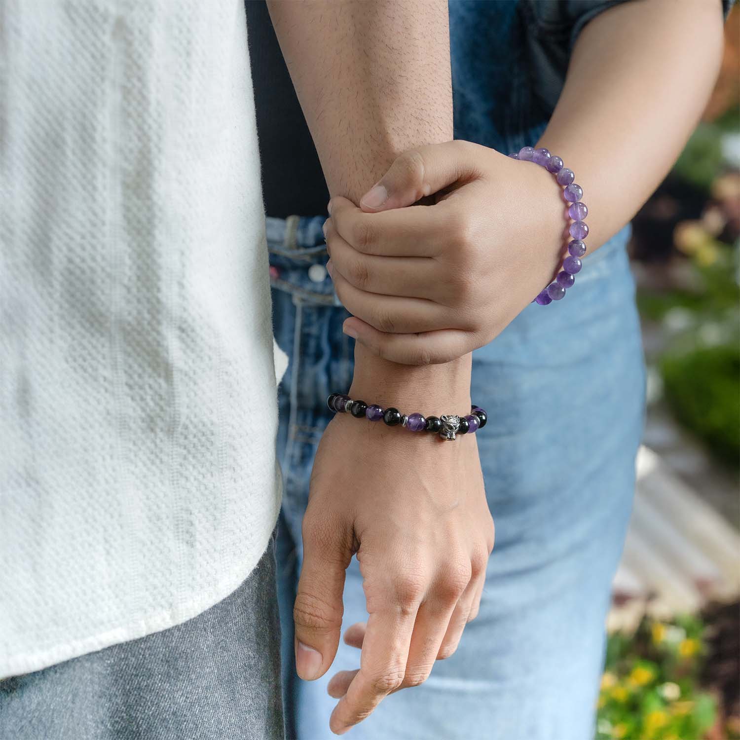 Amethyst Natural Stone Couple Bracelet with Magsnap 2