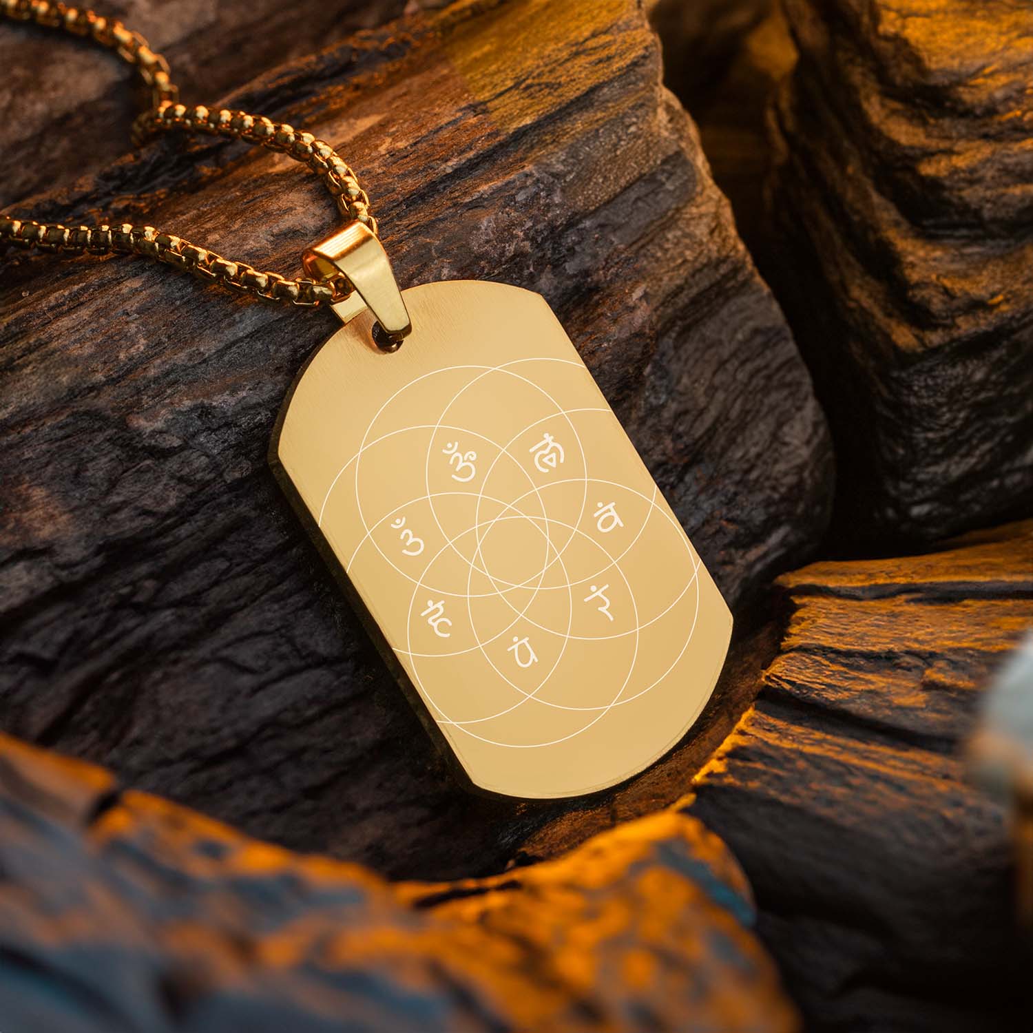 Balance 7 Chakra Tag Necklace Gold