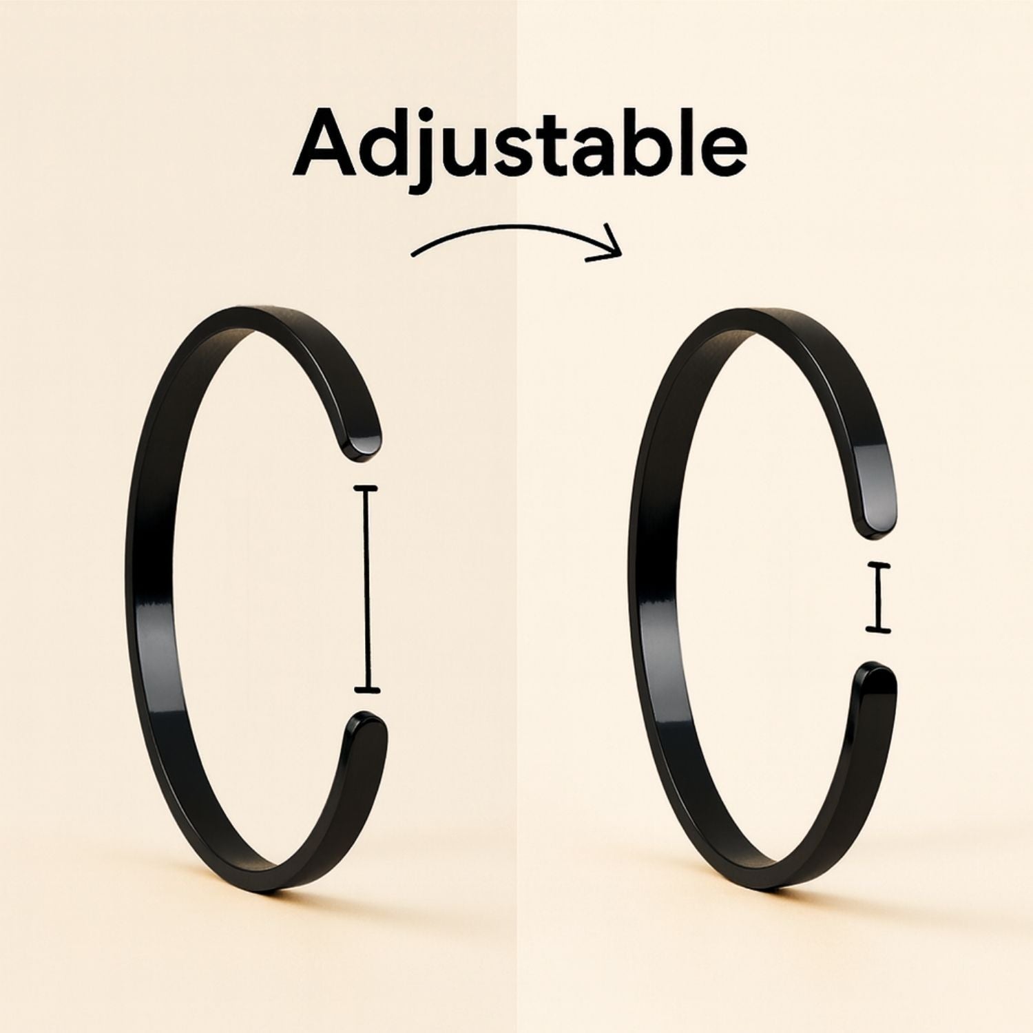 Khanda Gloss Cuff Adjustable Bracelet Black