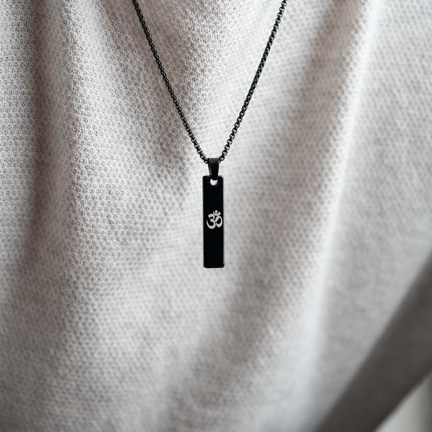 Black Om Spiritual Mini Bar Necklace