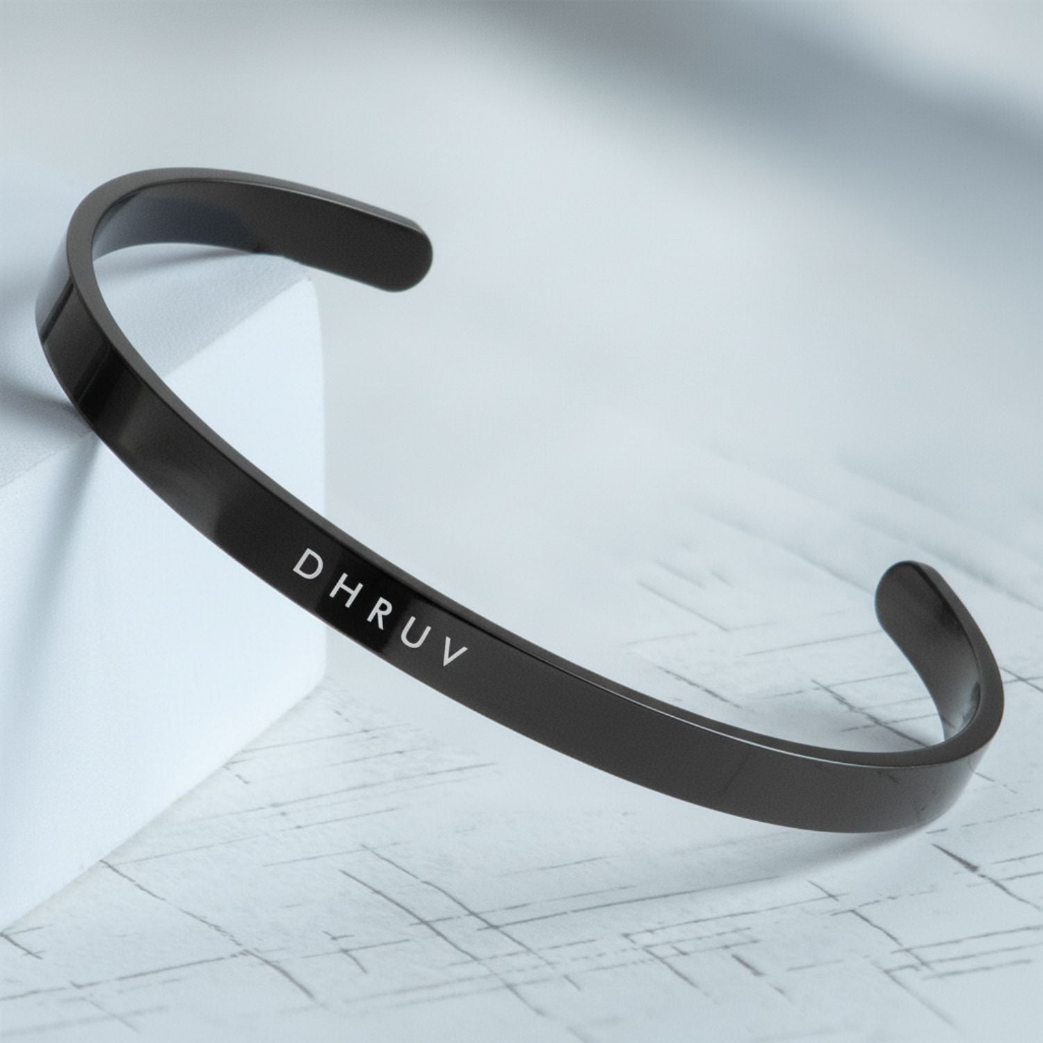 Personalised Black Cuff Kada Bracelet