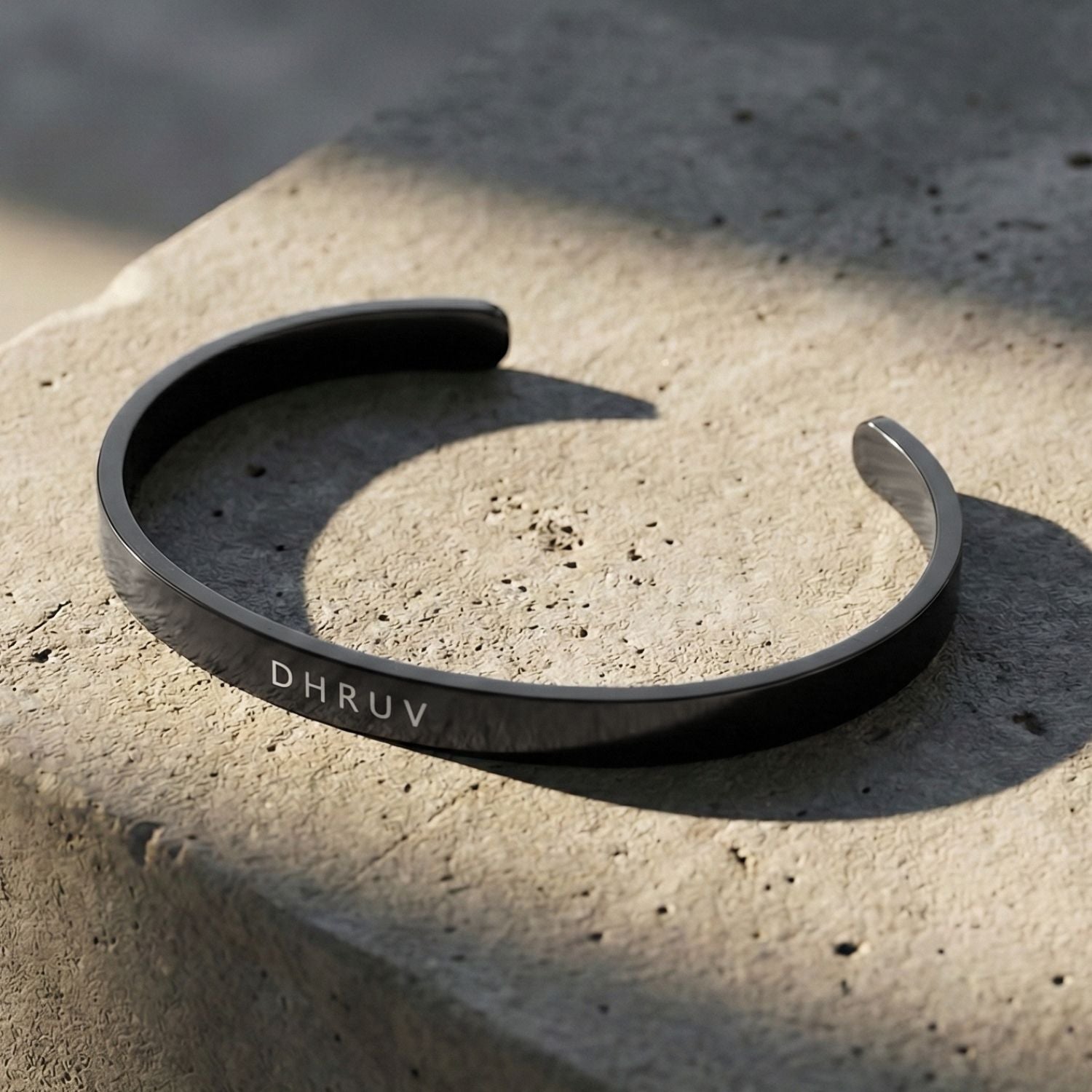 Personalised Black Cuff Kada Bracelet