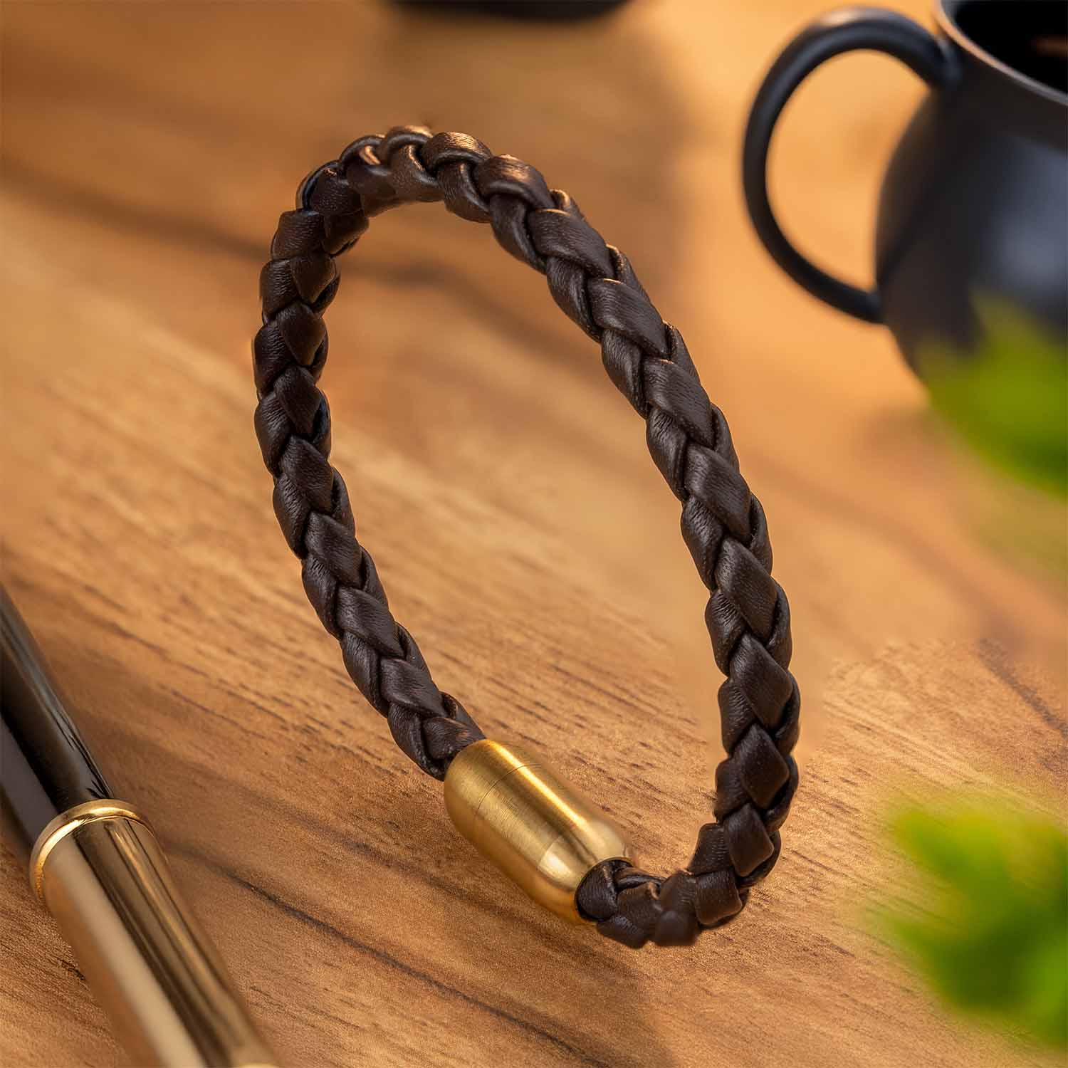 Alpha Braided NeoLeather Bracelet with MagSnap2 Brown