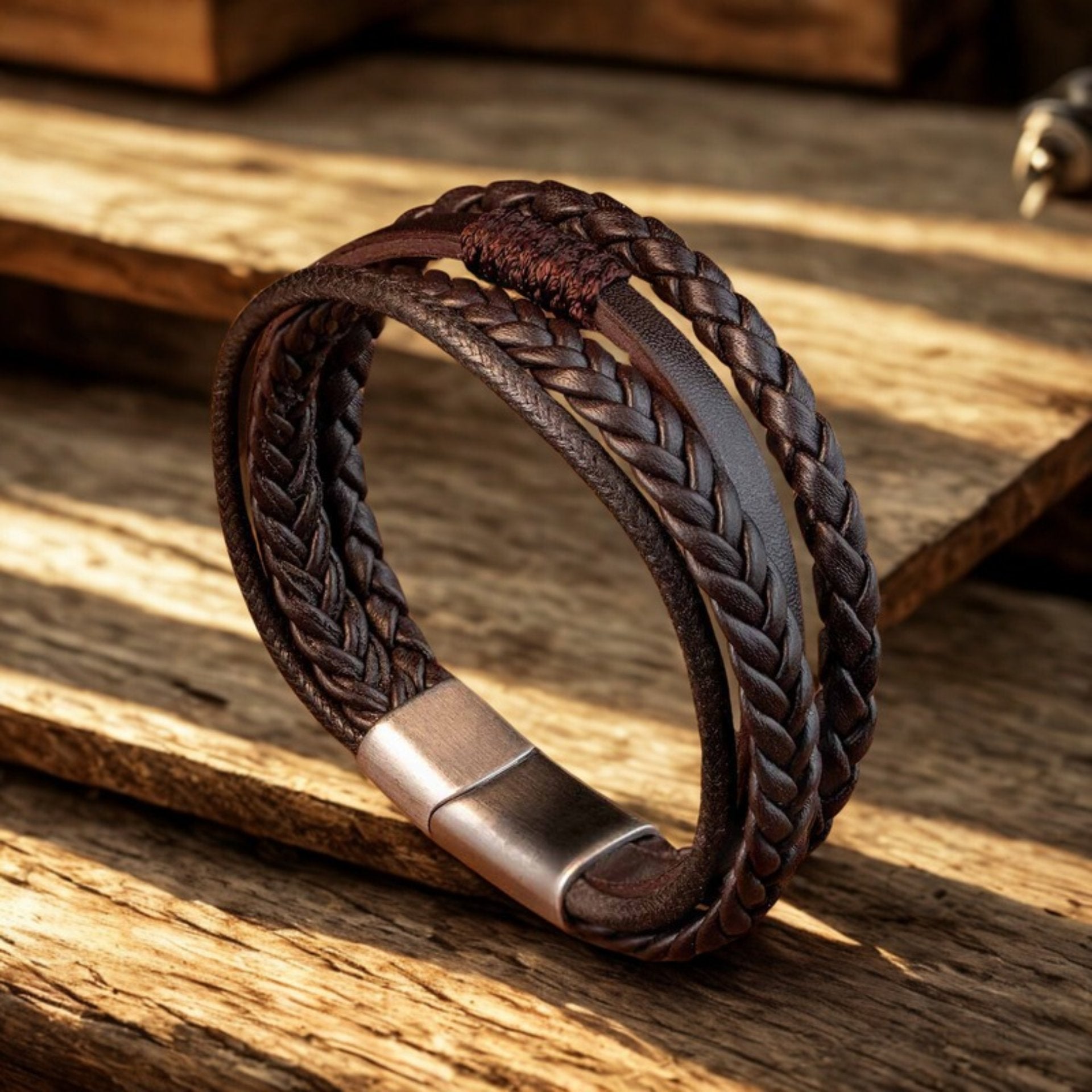 Rebel Grip Draped NeoLeather Bracelet with MagSlide Brown