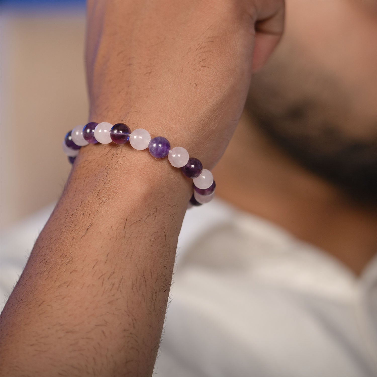 Compassionate Amethyst & Rose Quartz Natural Stone Bracelet