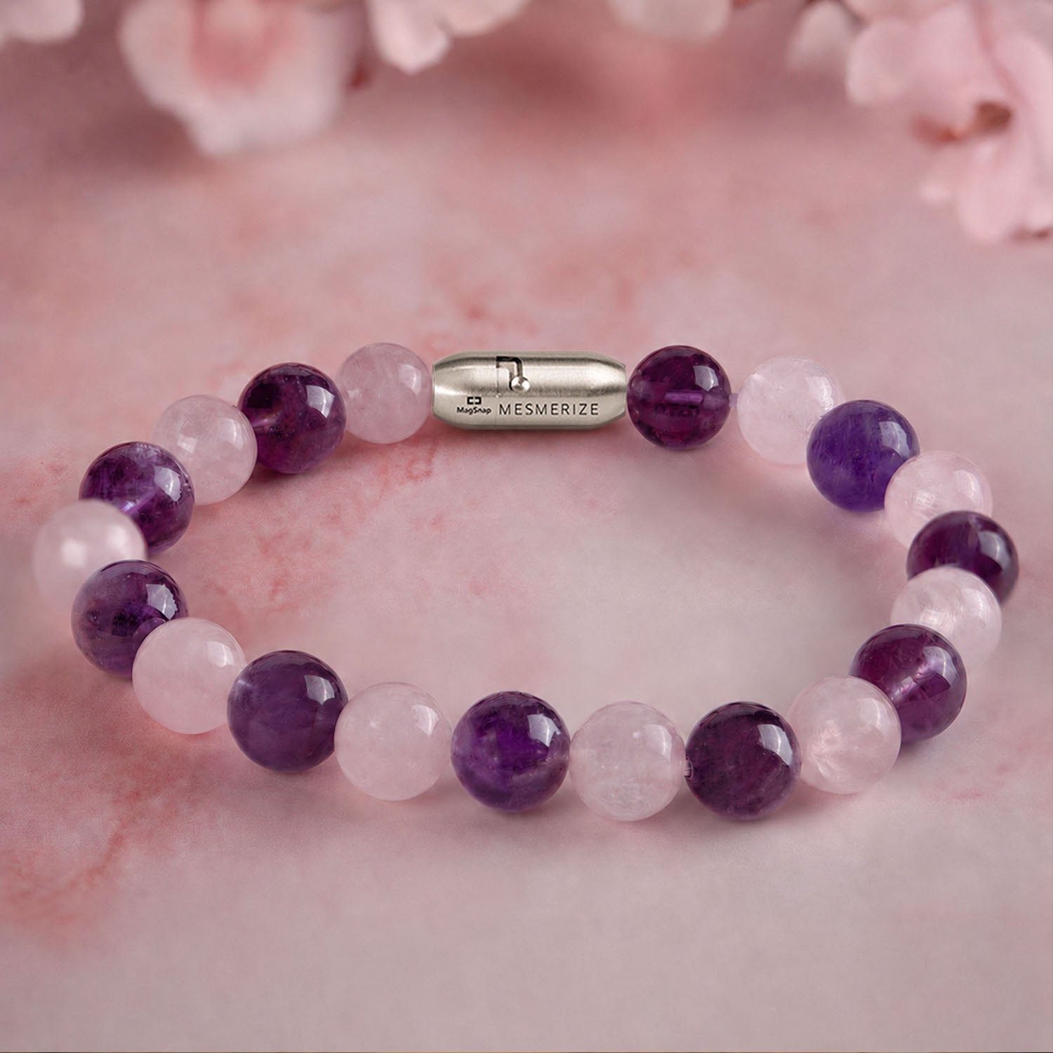 Compassionate Amethyst & Rose Quartz Natural Stone Bracelet