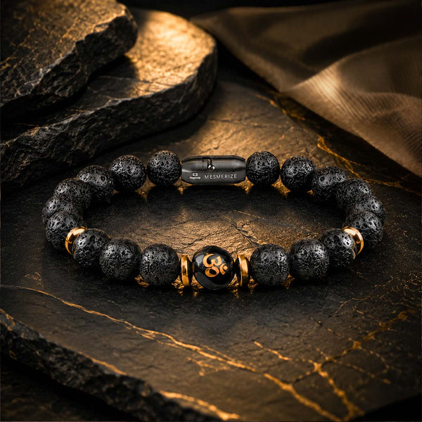 Divine Lava Natural Stone Om Bracelet with MagSnap 2