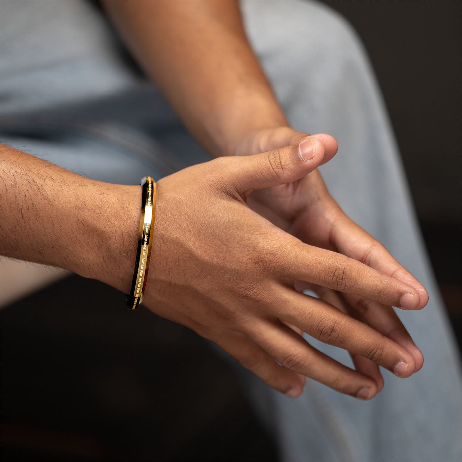 Ganpati Bappa Morya MicroCarved Round Kada Gold