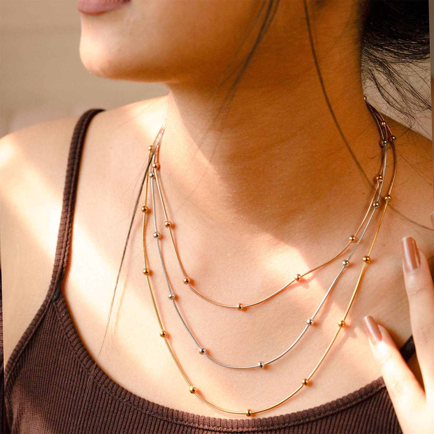 Giselle Tri-Colour Layered Necklace