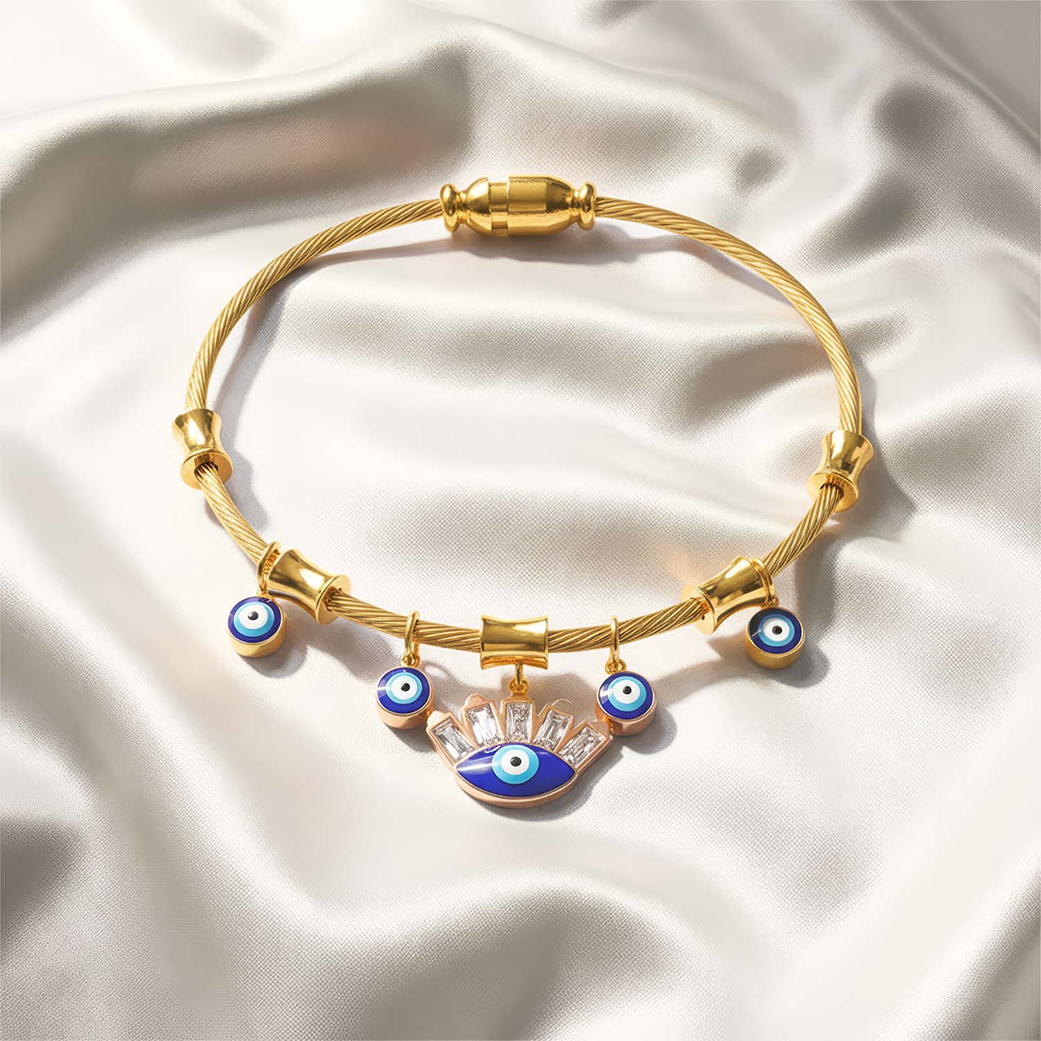 W Premium Jewellery Gold Evil Eye Magnetic Charms bracelet