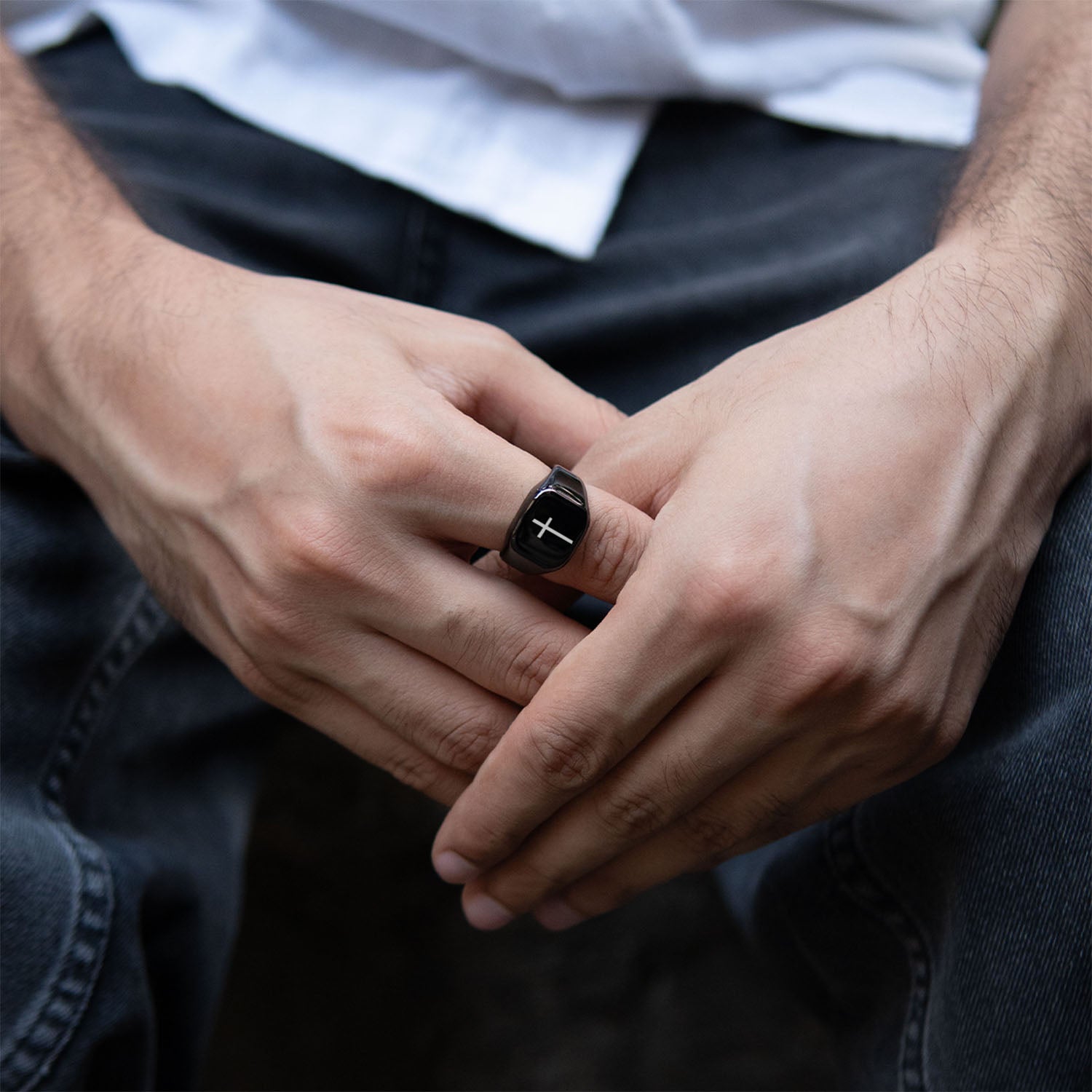Spiritual Black Hercules Ring Holy Cross