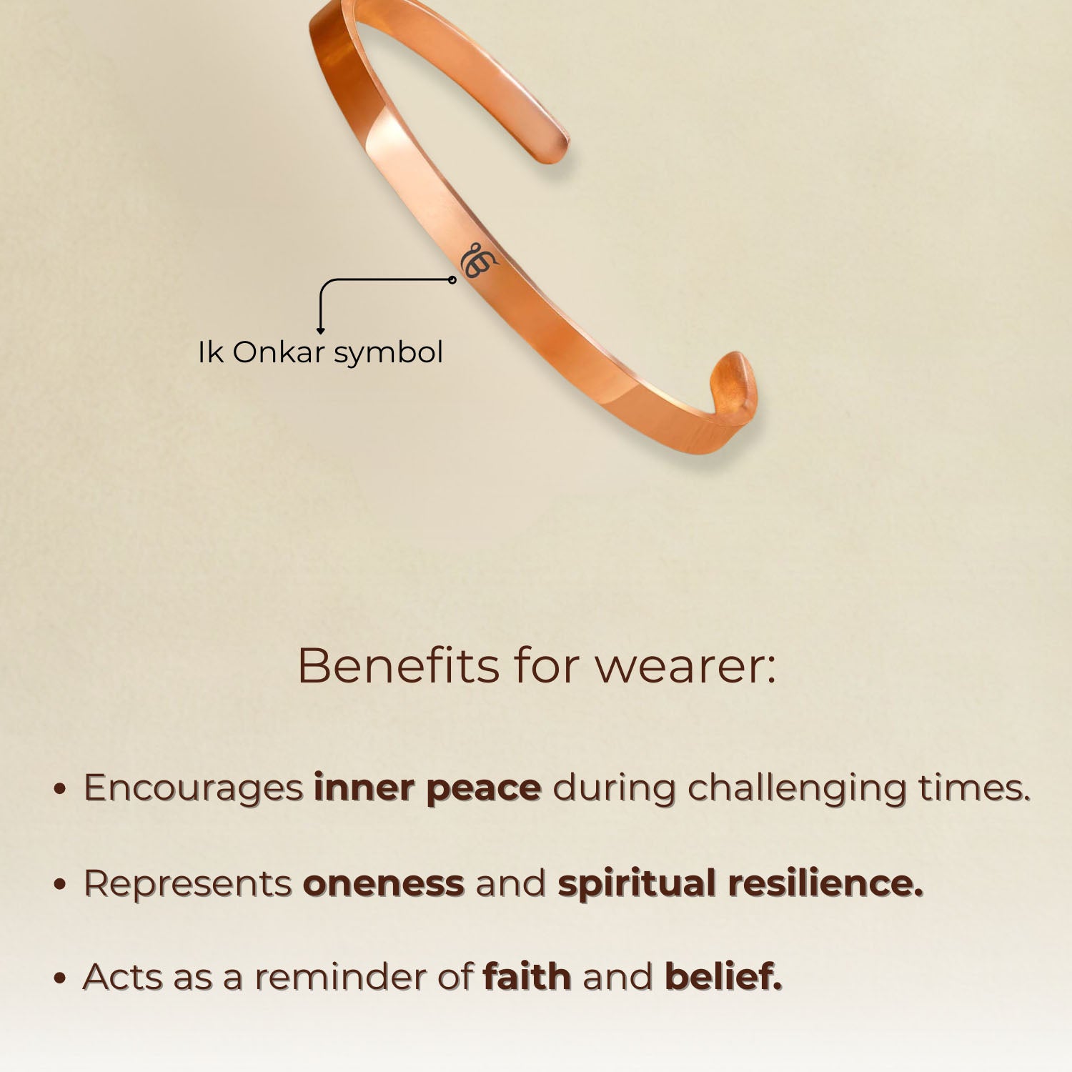 Ik Onkar Gloss Cuff Adjustable Bracelet Rose Gold