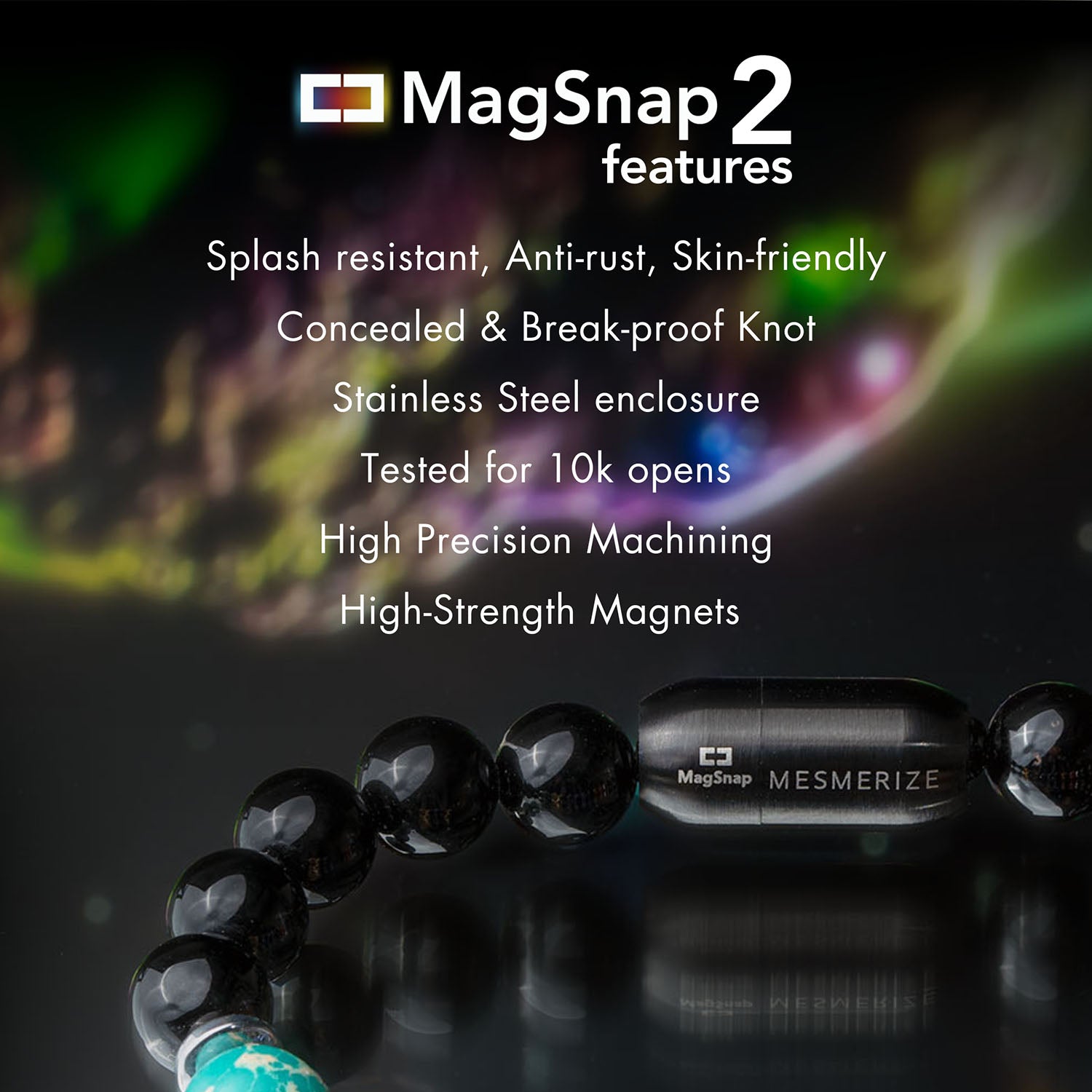 9 Chakra Natural Stone Couple Bracelets with Magsnap2