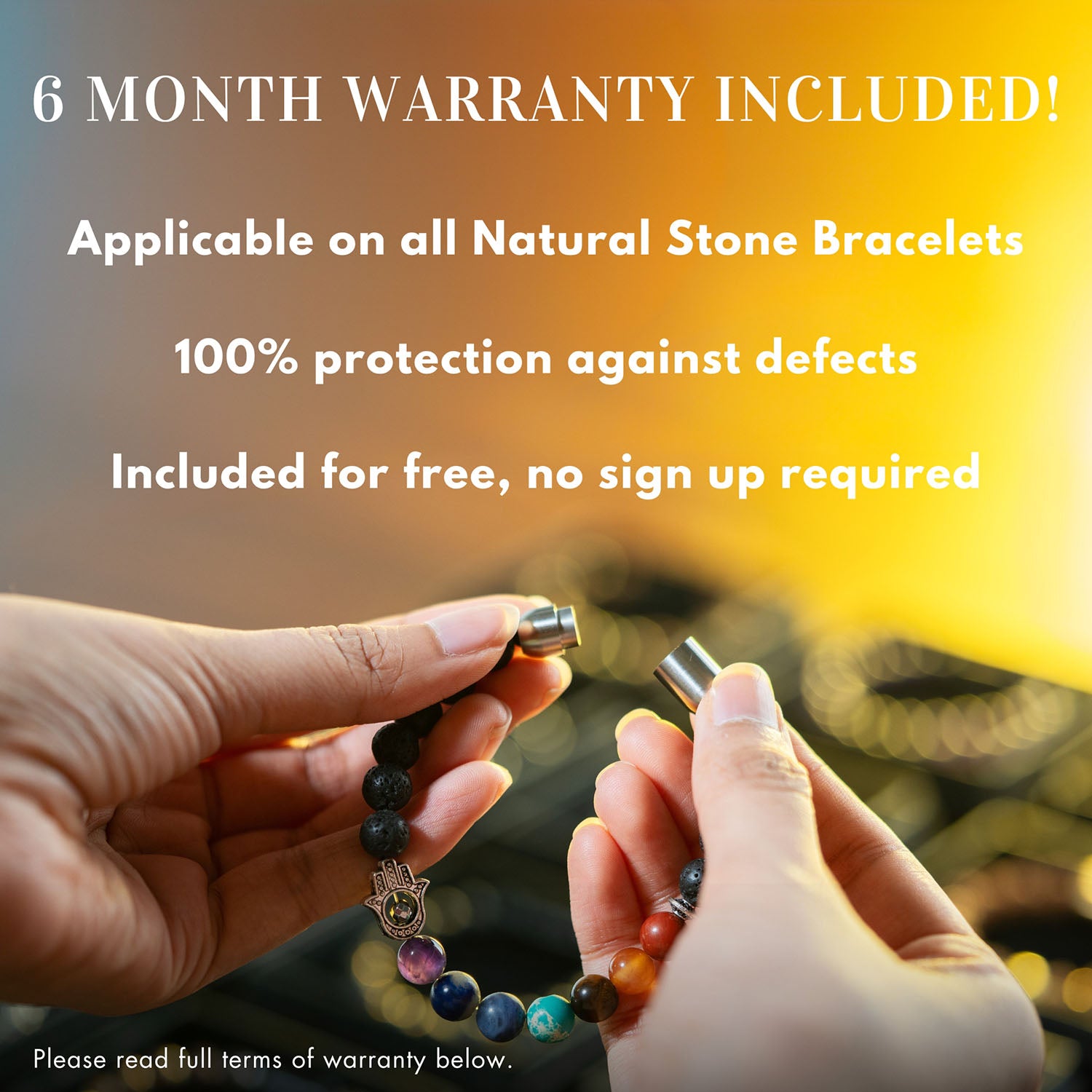 925 Sterling Silver Sacred Om Natural Stone Bracelet with MagSnap2