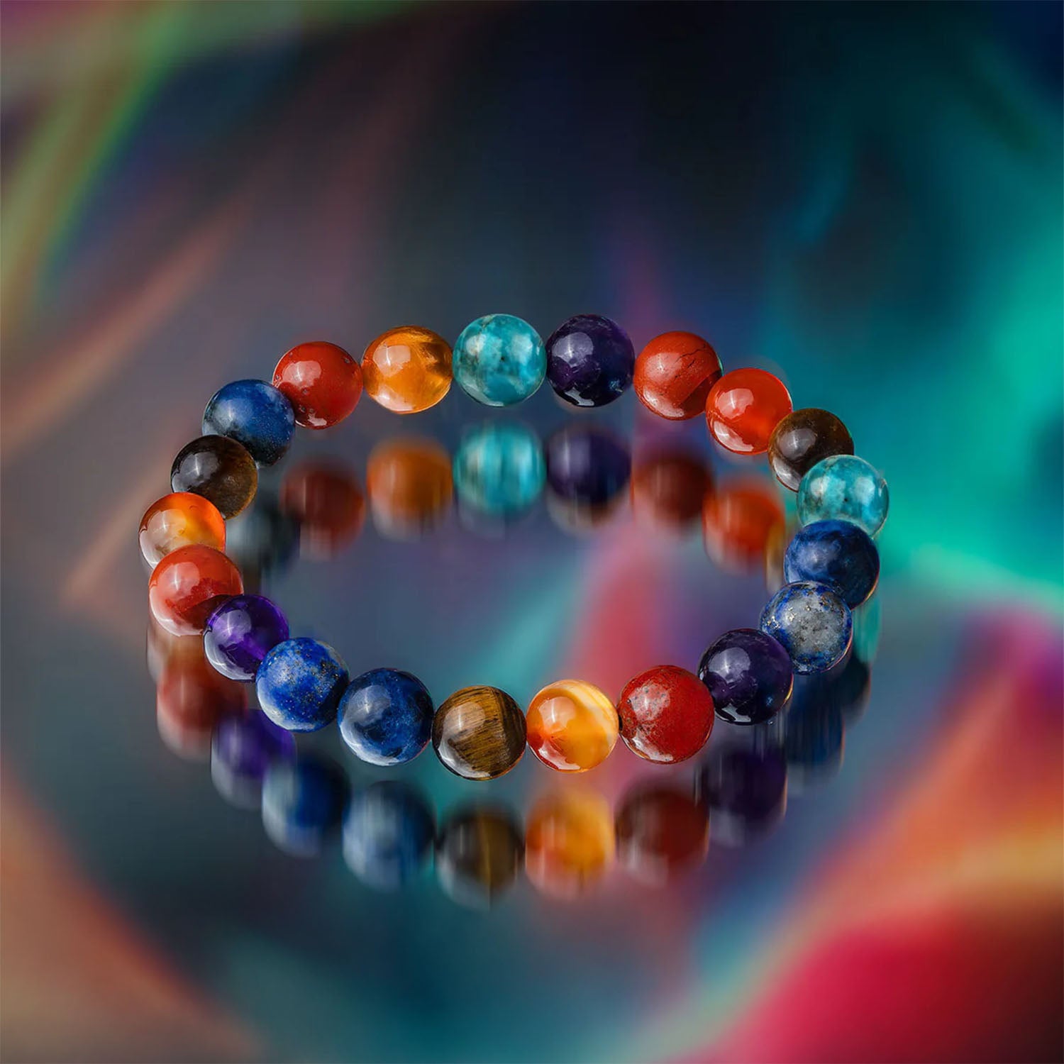 Multi Chakra Natural Stone Elastic Bracelet