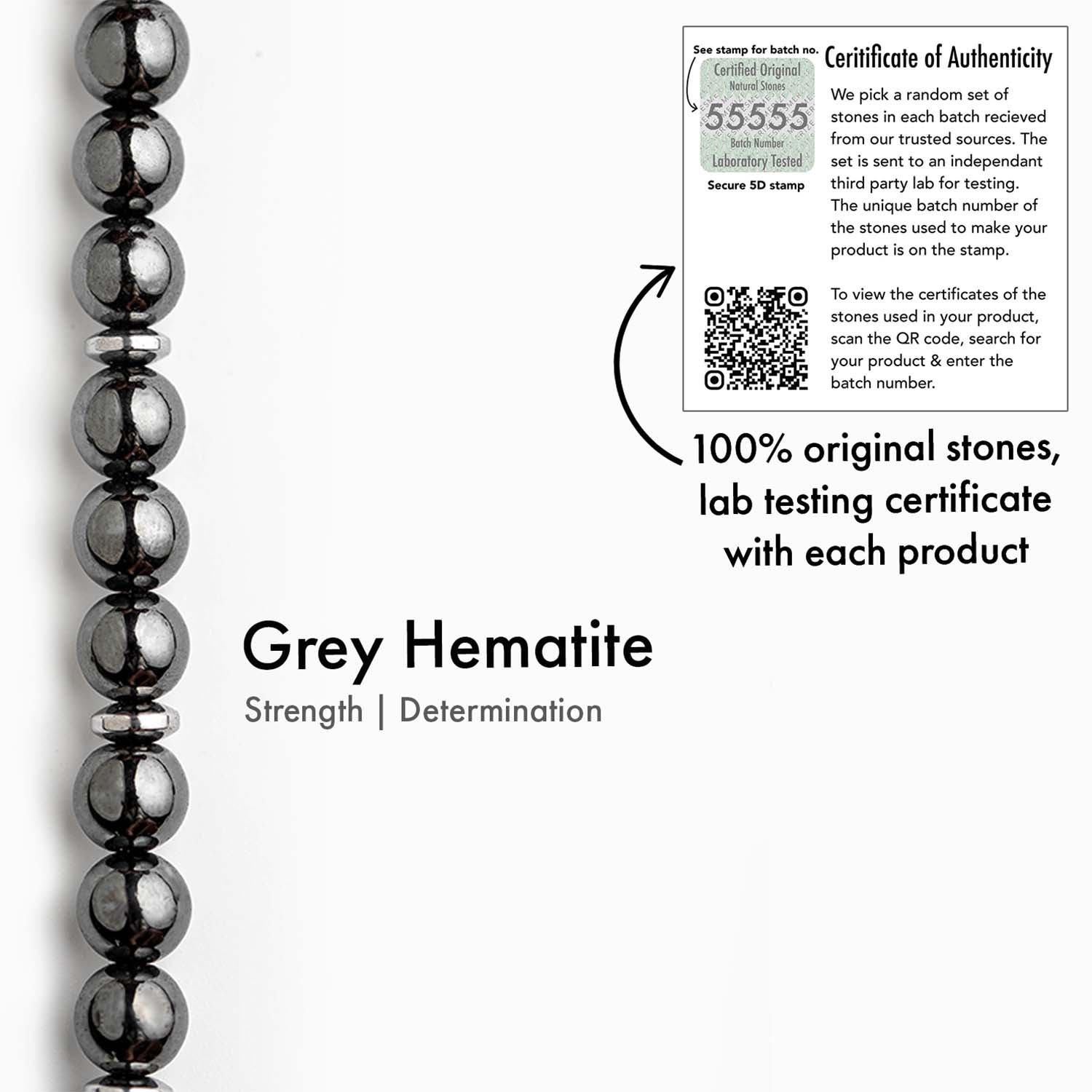 Mystic Grey Hematite Natural Stone Elastic Bracelet