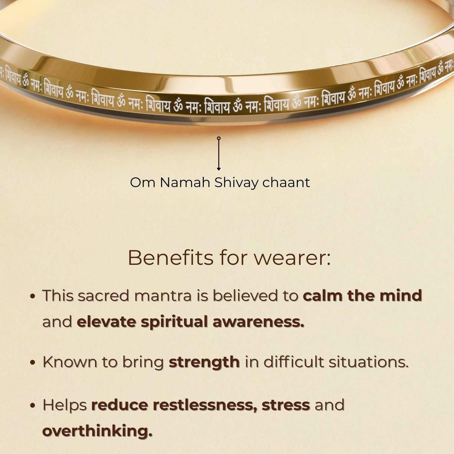 Om Namah Shivay Round Kada Gold