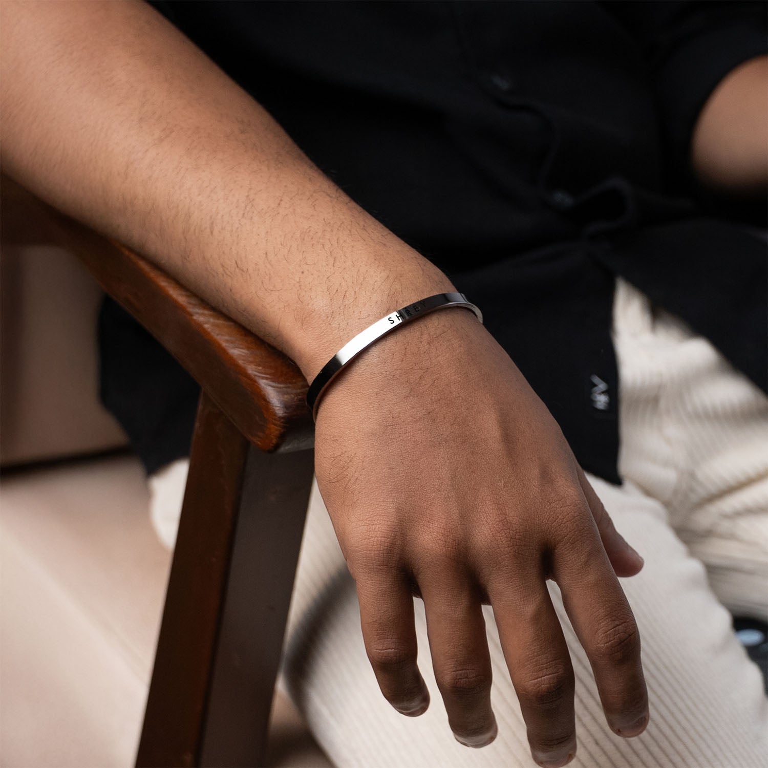 Personalised Silver Cuff Kada Bracelet