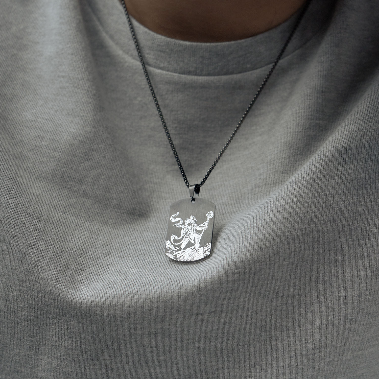 Protector Hanuman Godform Black Tag Necklace