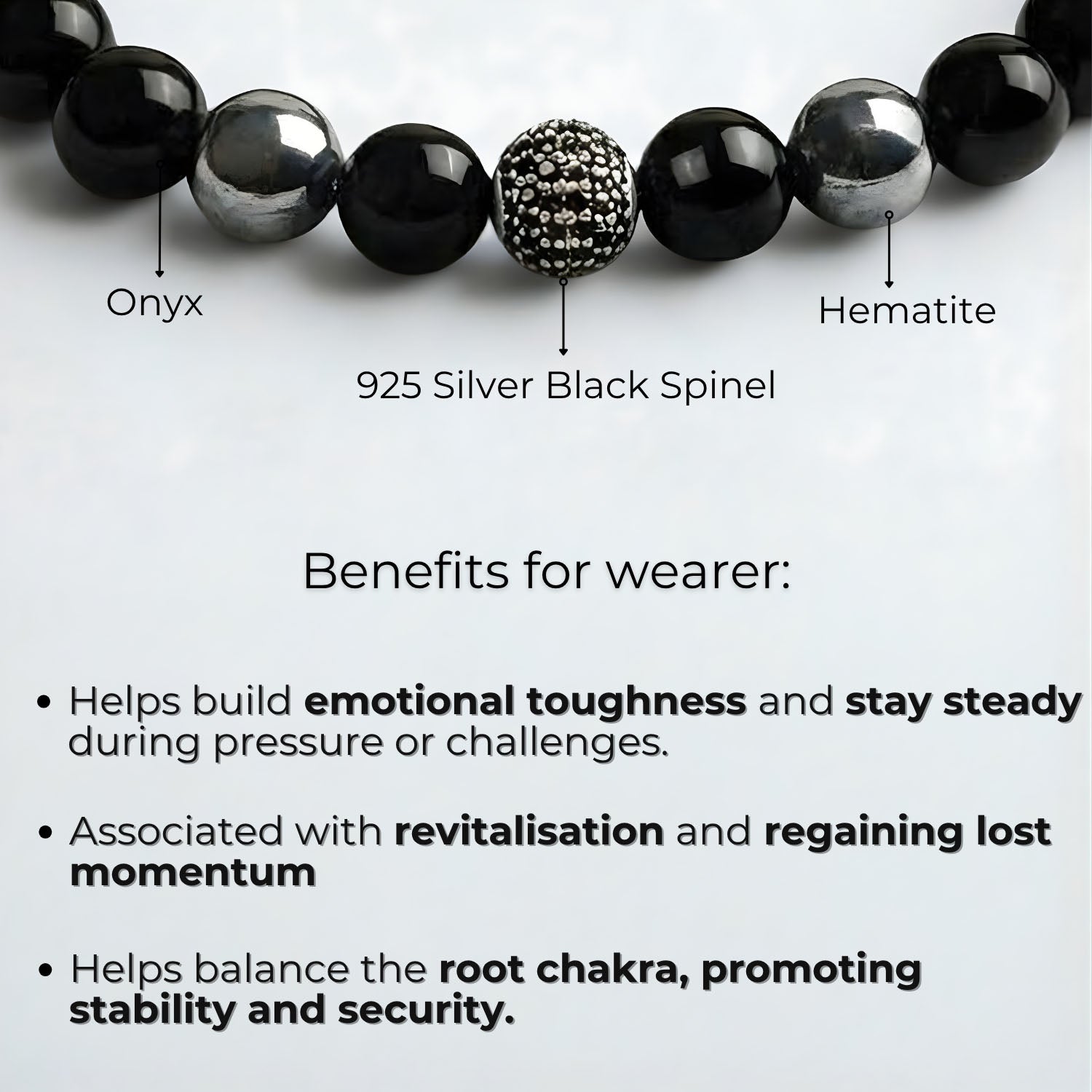 Pure 925 Silver Black Spinel Natural Stone Bracelet With MagSnap 3