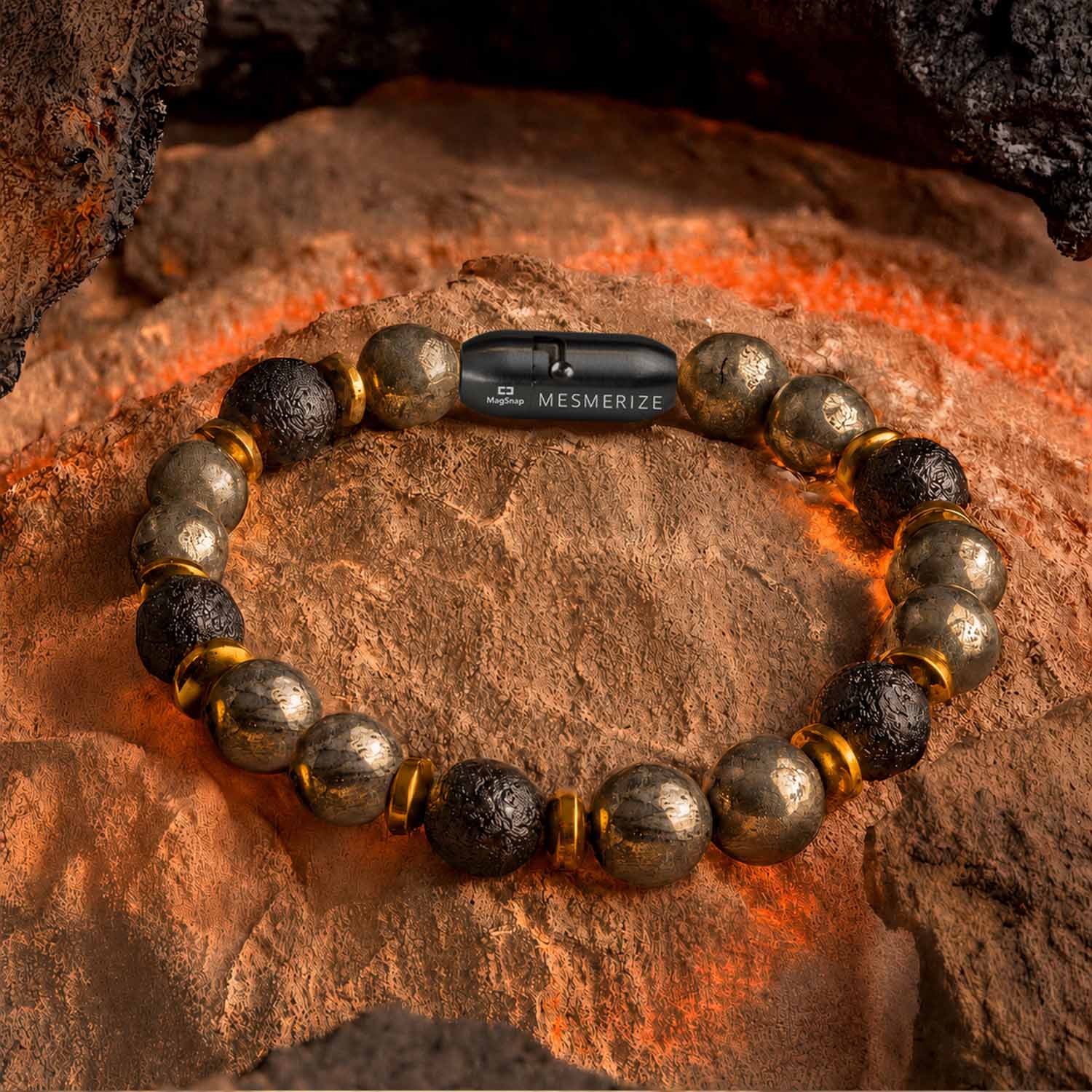 Prosper Pyrite & Saffordite Natural Stone Bracelet With MagSnap2