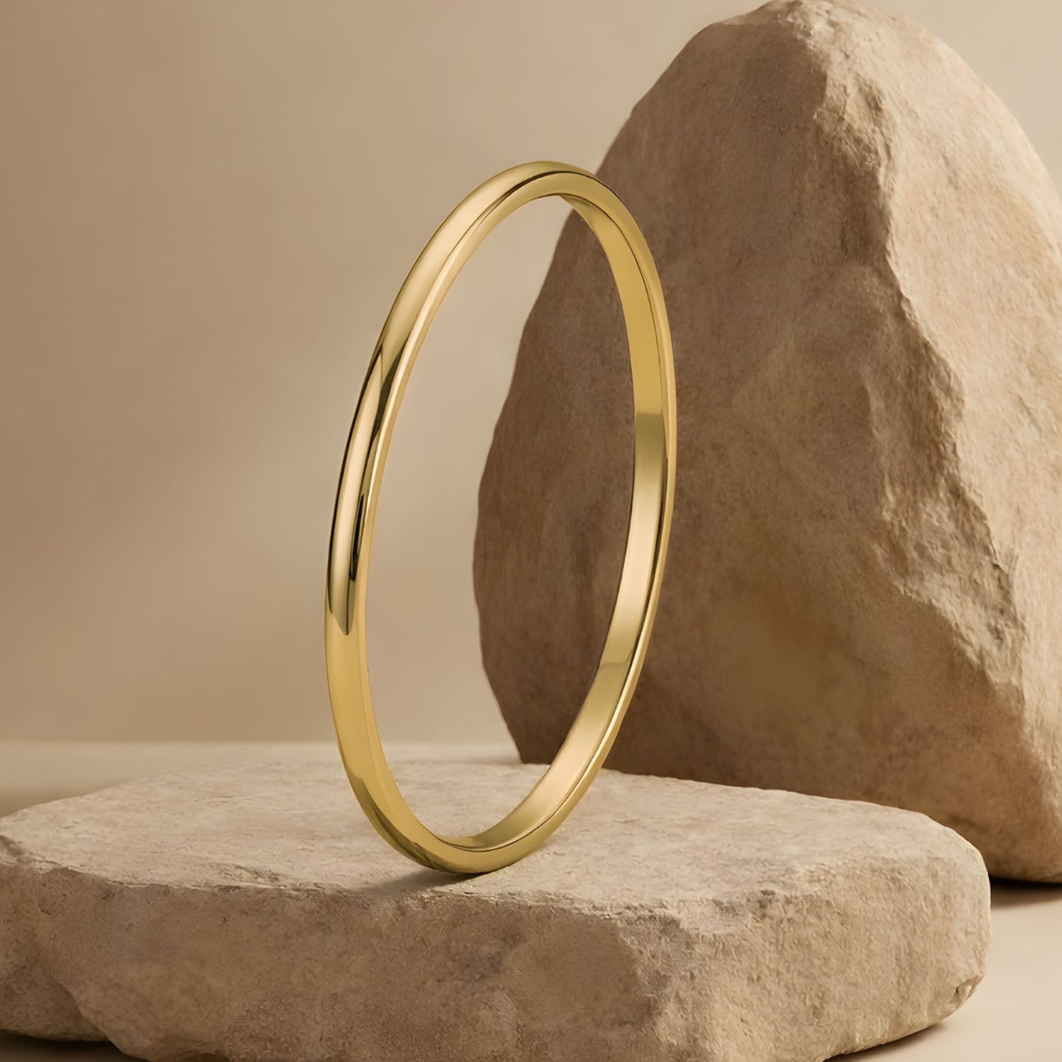 Round Curved Thin Punjabi Kada Gold