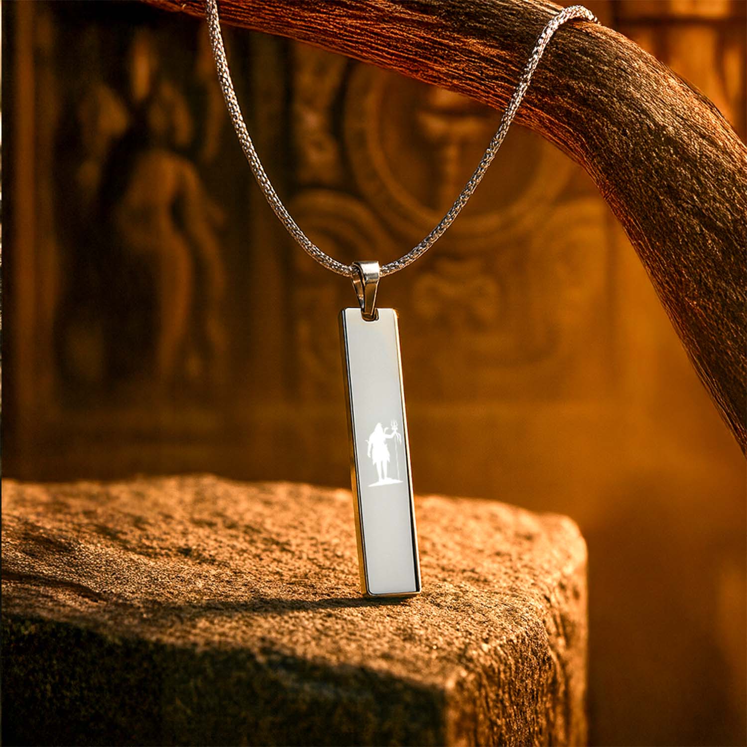 Shiv Mini Tag Necklace Silver