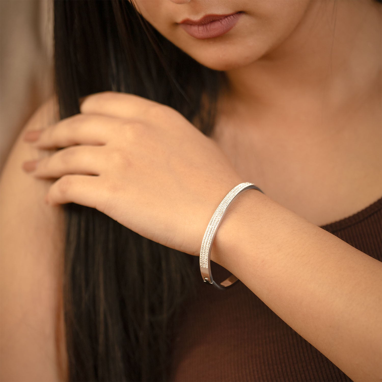 Sienna Diamond Kada Bracelet Silver