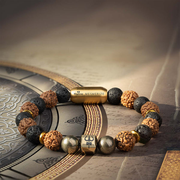 Spiritual Rudraksh Pyrite Trishul Bracelet 2
