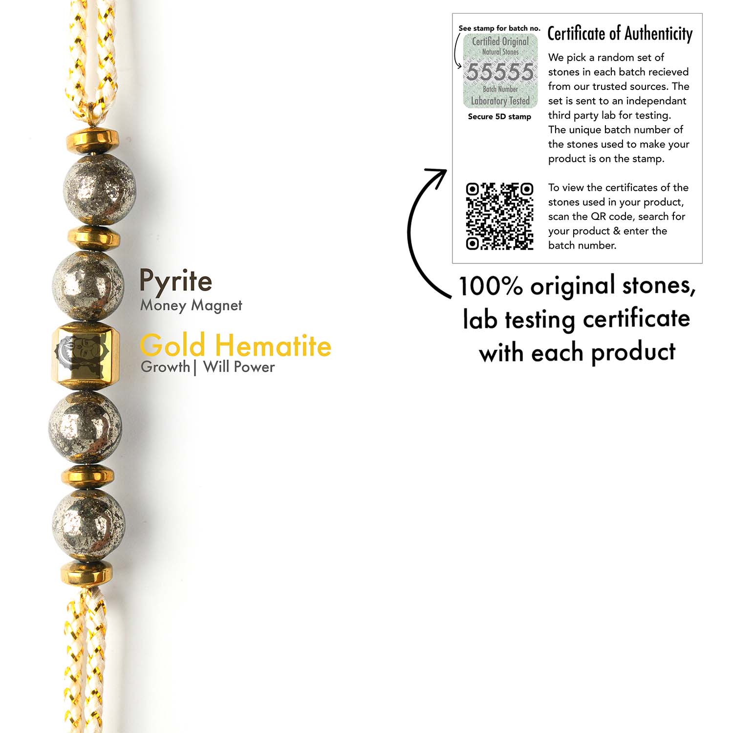 Spiritual Strength Hanuman Pyrite Rakhi