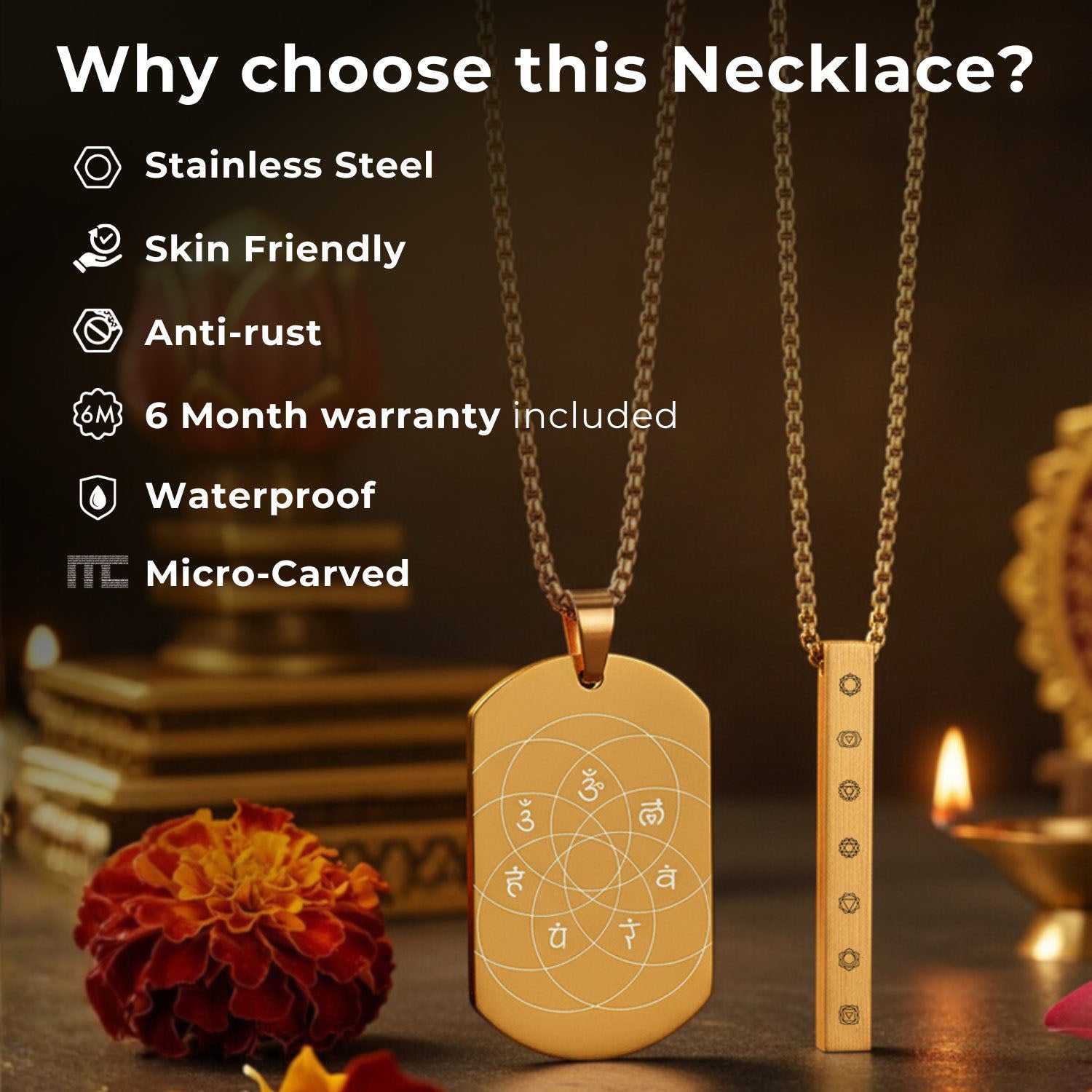 Balance 7 Chakra Gold Bar Necklace