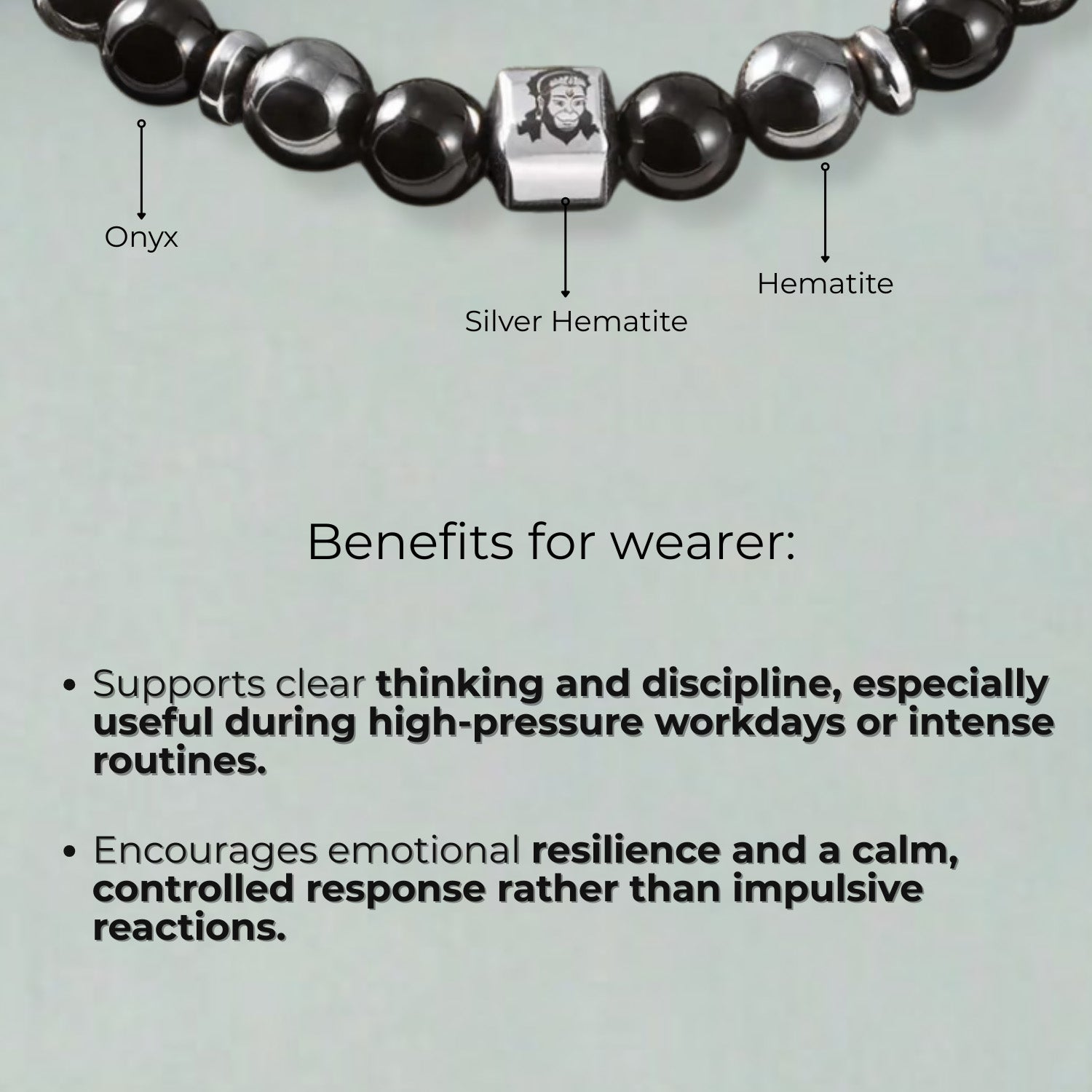 Power Hematite Hanuman Natural Stone Bracelet with MagSnap2