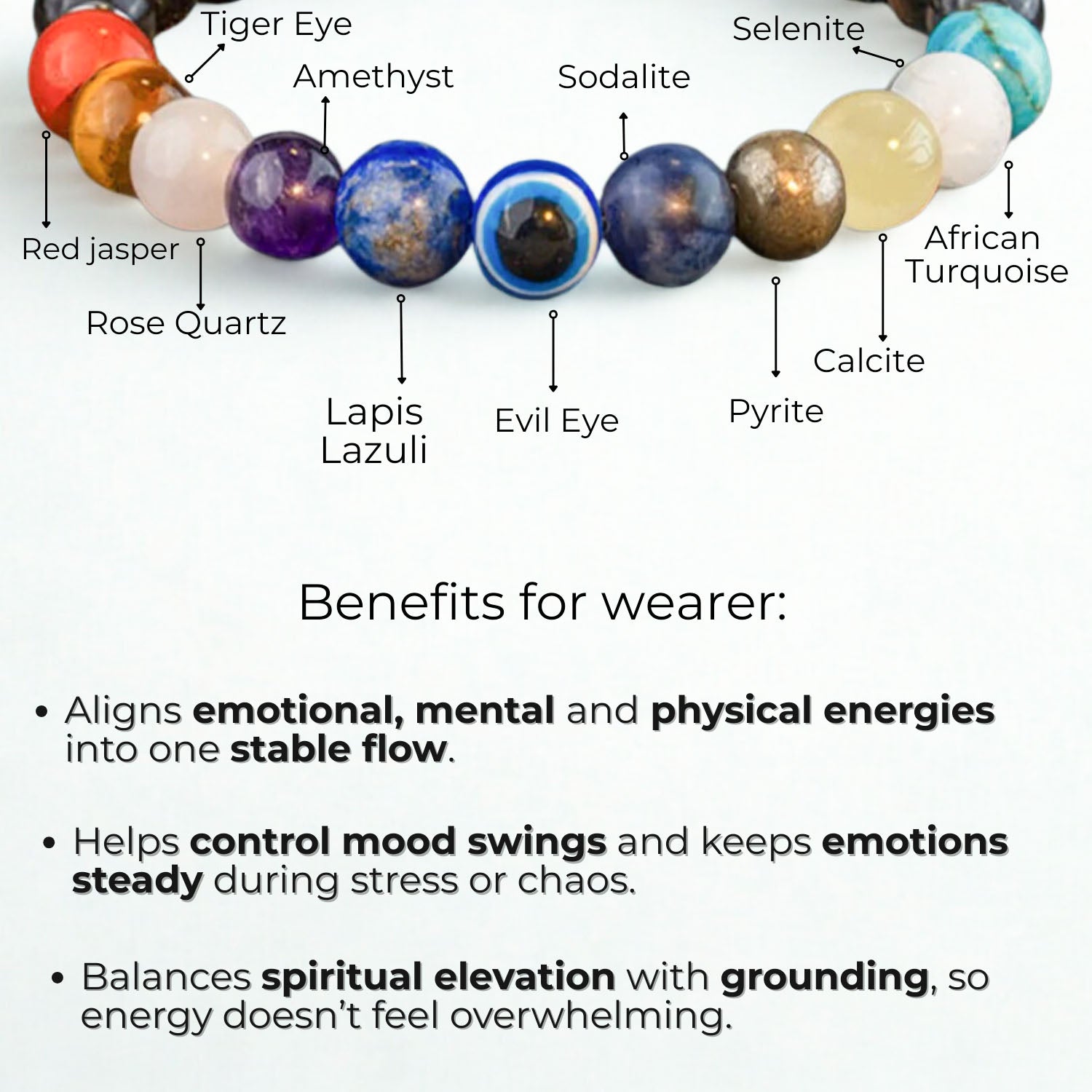Super 11 Chakra Natural Stone Elastic Bracelet