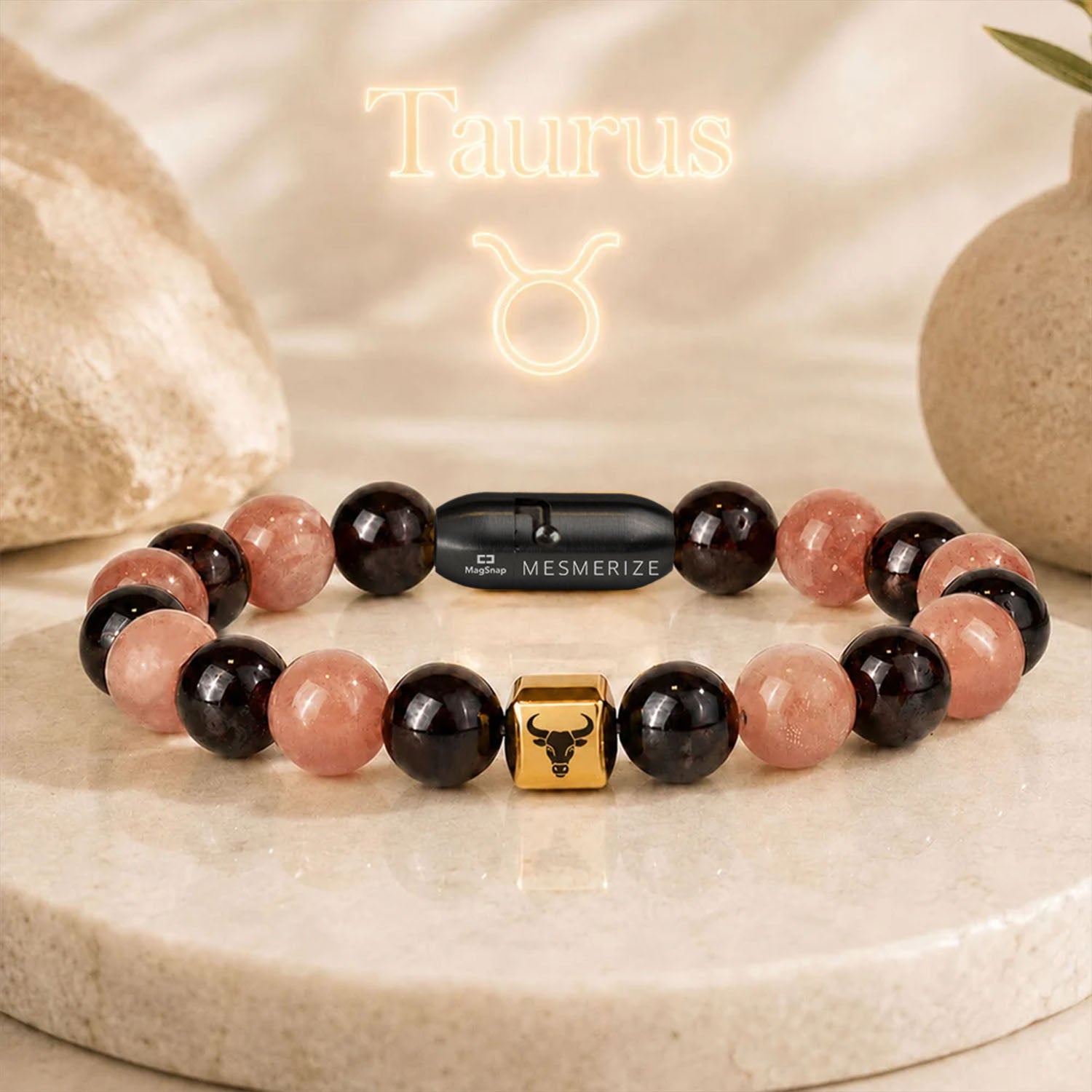 Taurus (Vrishabh) Zodiac Stone Bracelet with MagSnap 4