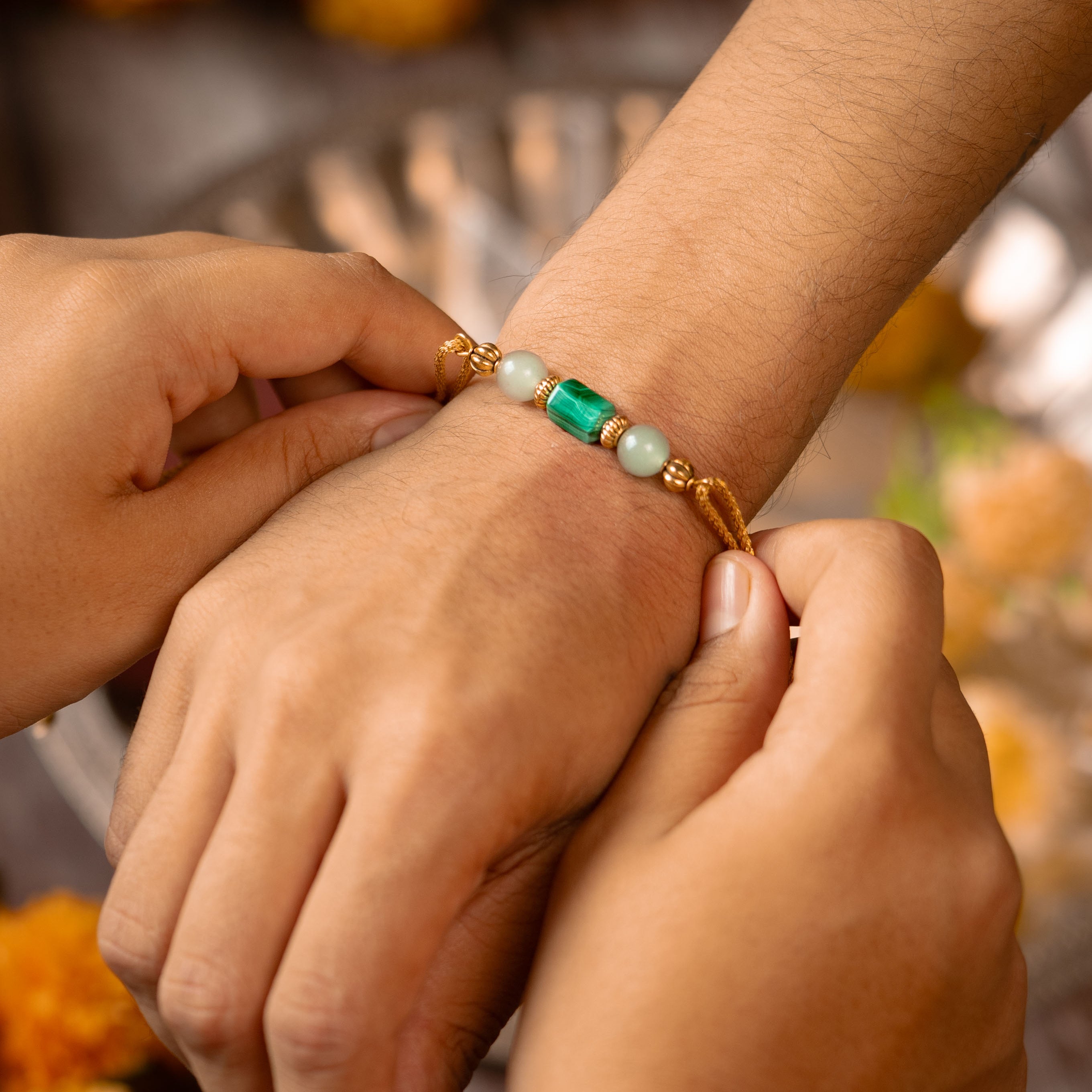 Transforming Malachite Aventurine Natural Stone Rakhi