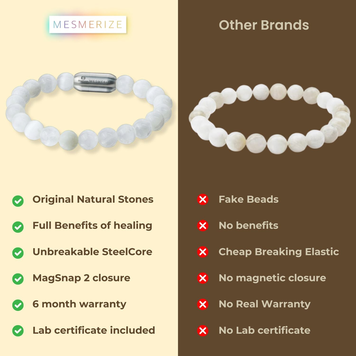 Inner Peace Selenite Natural Stone Bracelet with MagSnap