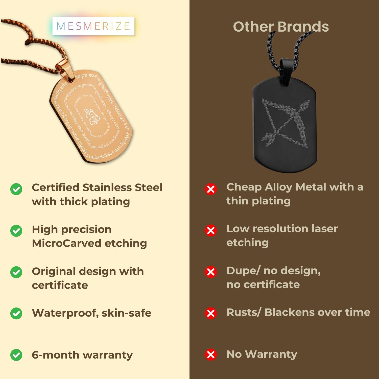 Devotional Ganpati Shloka Tag Necklace Silver