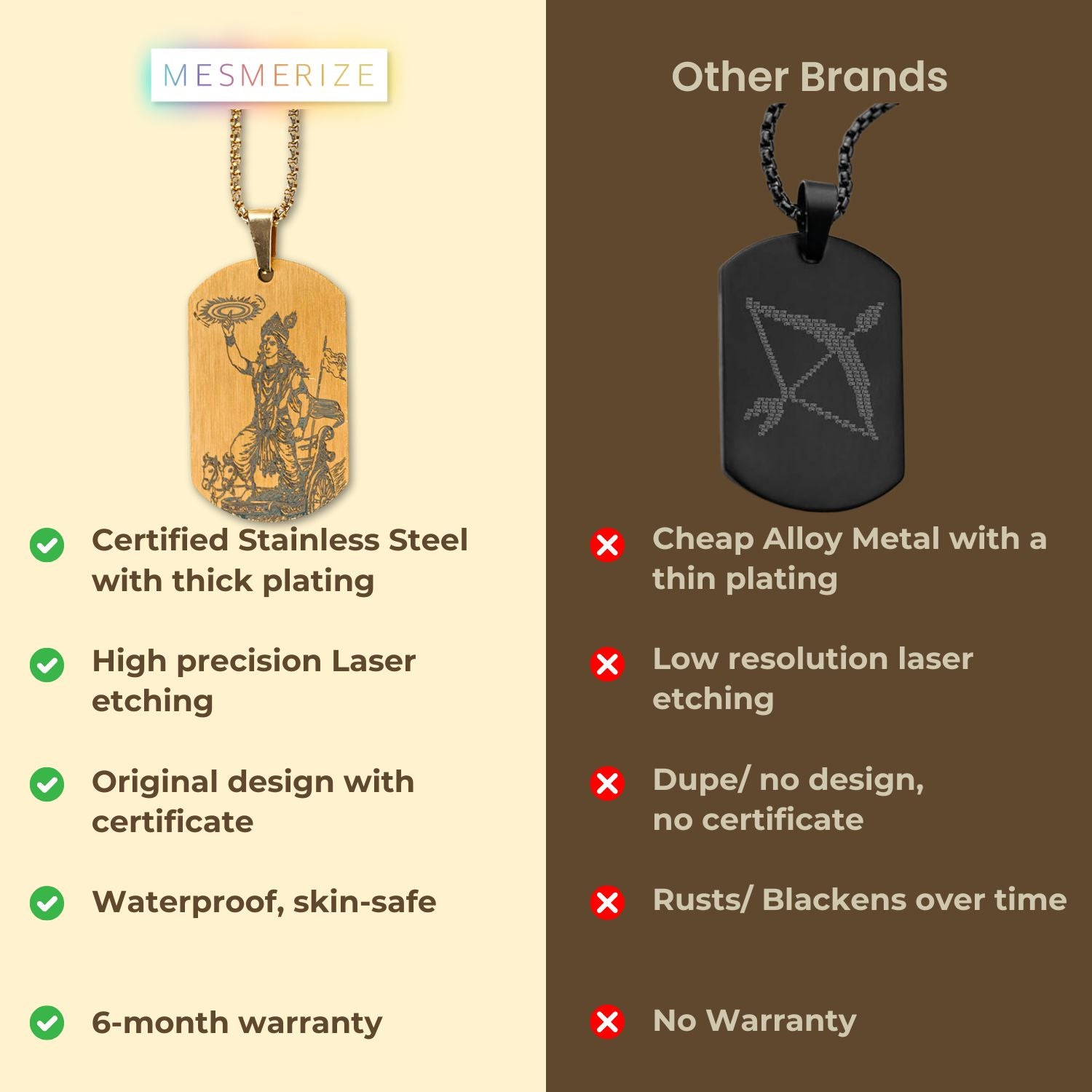 Guiding Krishna Godform Silver Tag Necklace