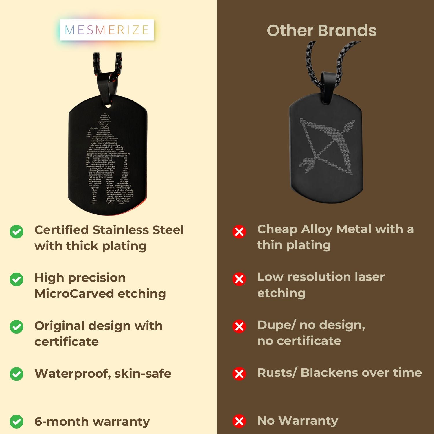 Silver Hanuman Chalisa MicroCarved Tag Necklace